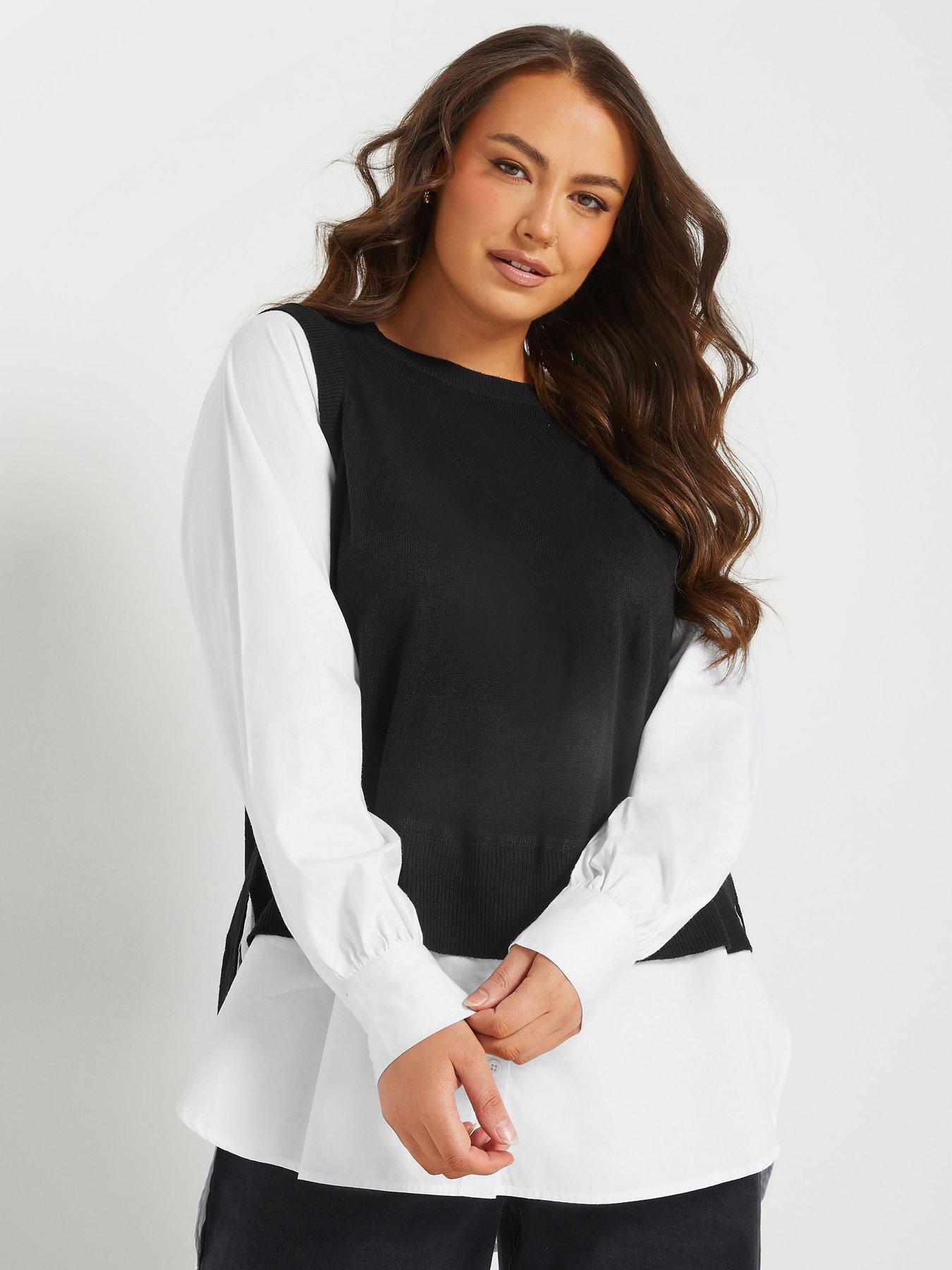 yours-curve-2-in-1-shirt-sweater-vest-black