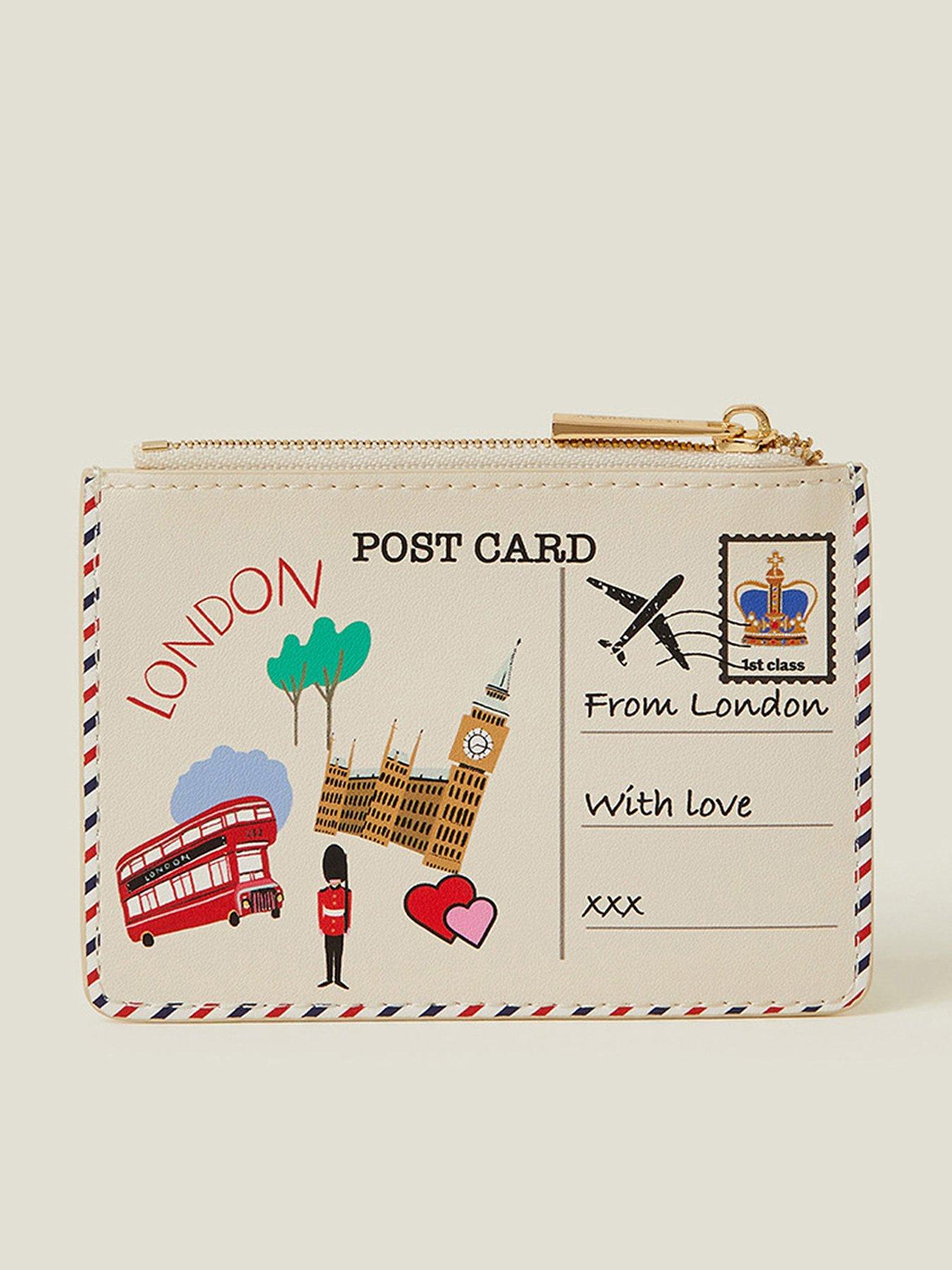 Accessorize London Postcard Cardholder - Cream