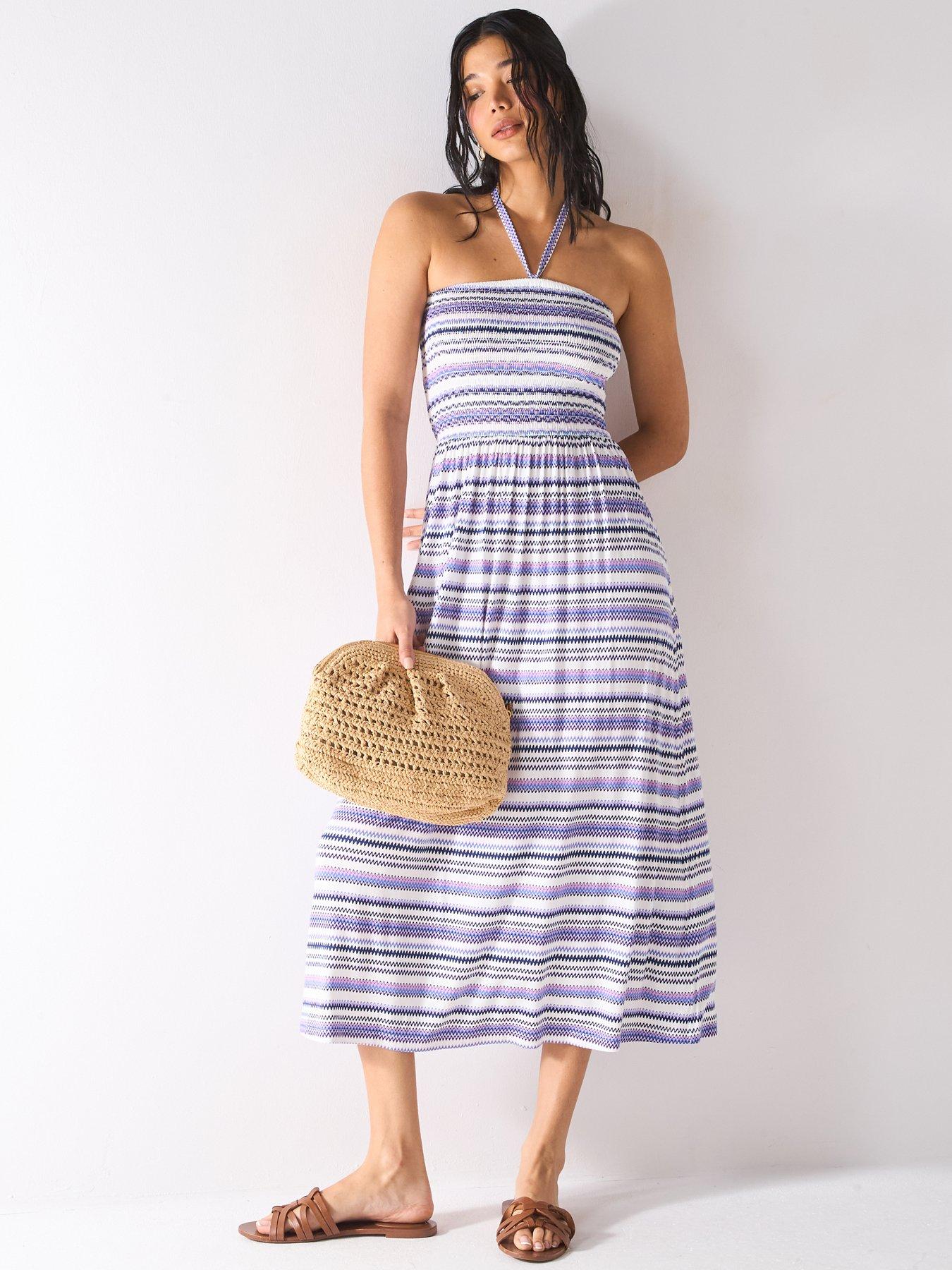 Image 1 of 6 of Everyday Mix And Match Halter Neck Dress - Multi