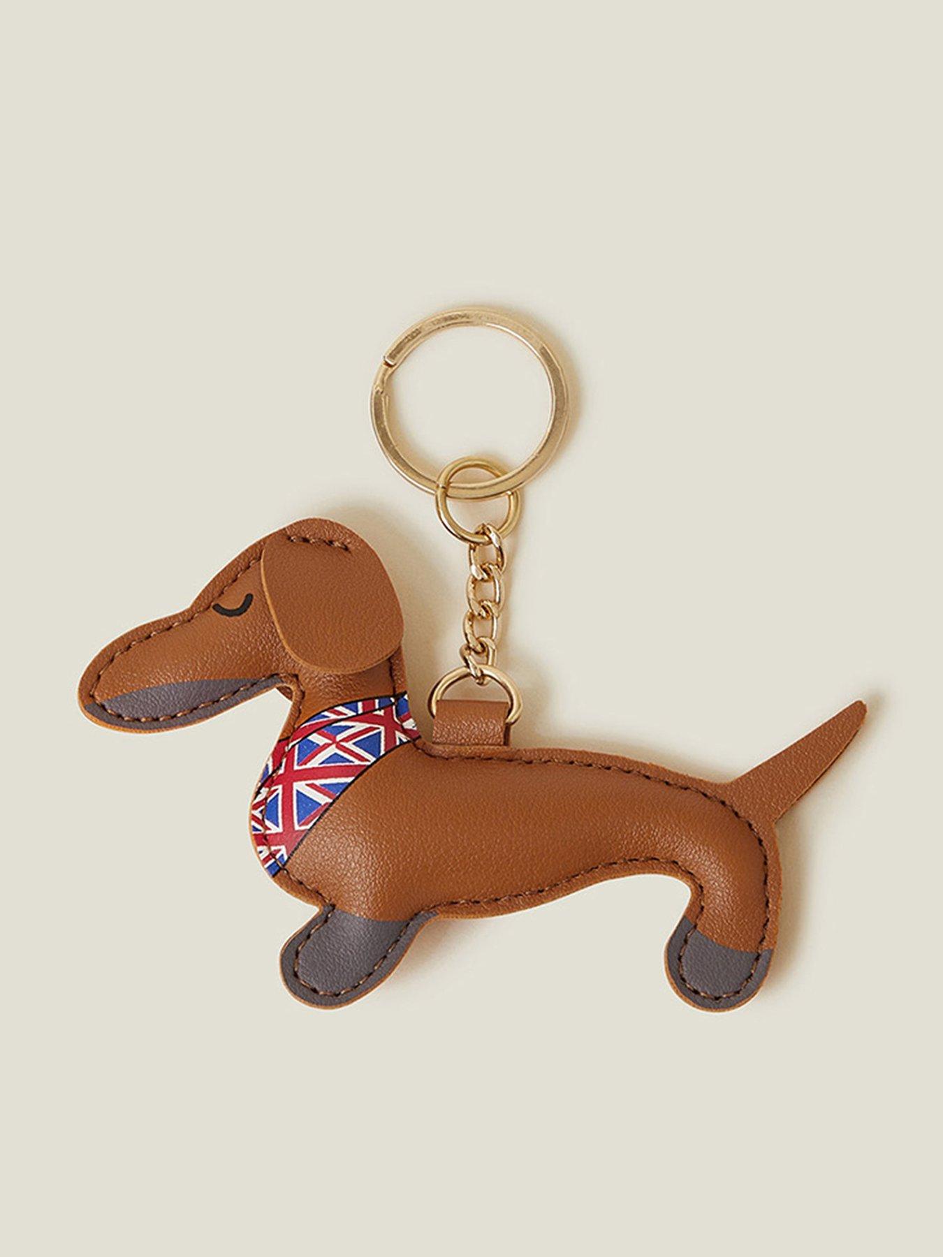 Accessorize London Sausage Dog Key Ring - Brown