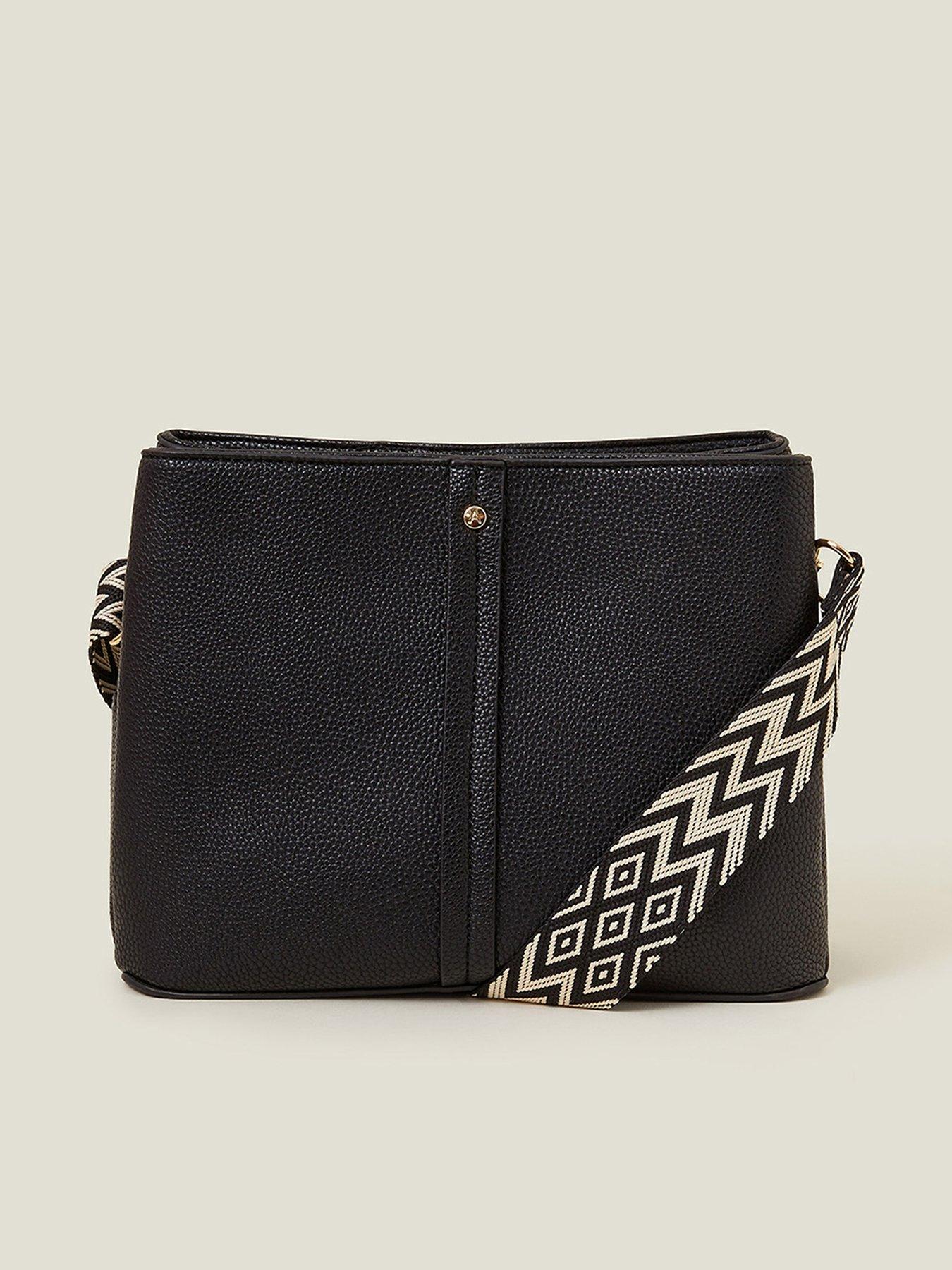 Image 1 of 5 of Accessorize Webbing Strap Cross Body Bag - Black
