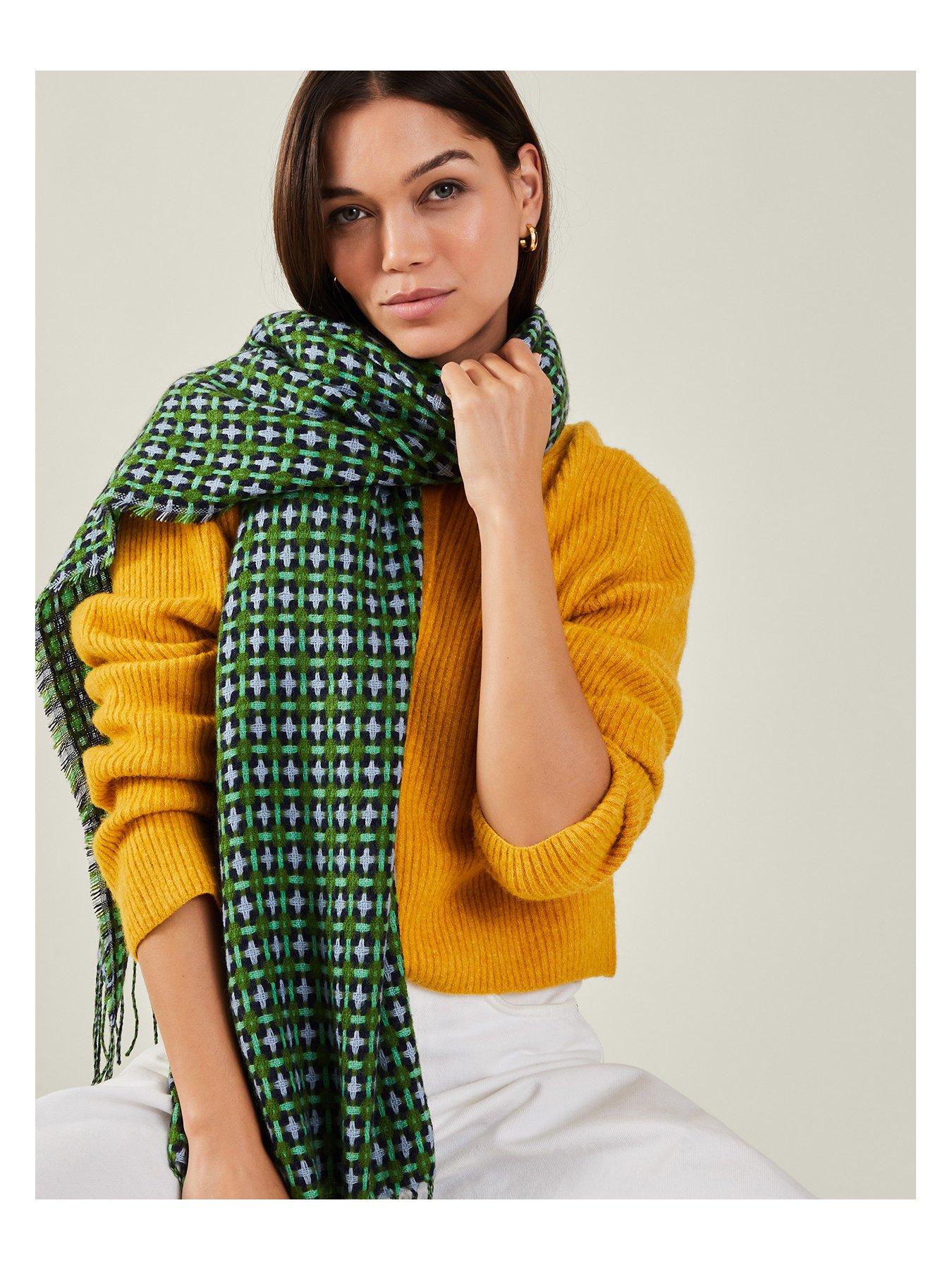 accessorize-tile-woven-check-blanket-scarf-greenstillFront