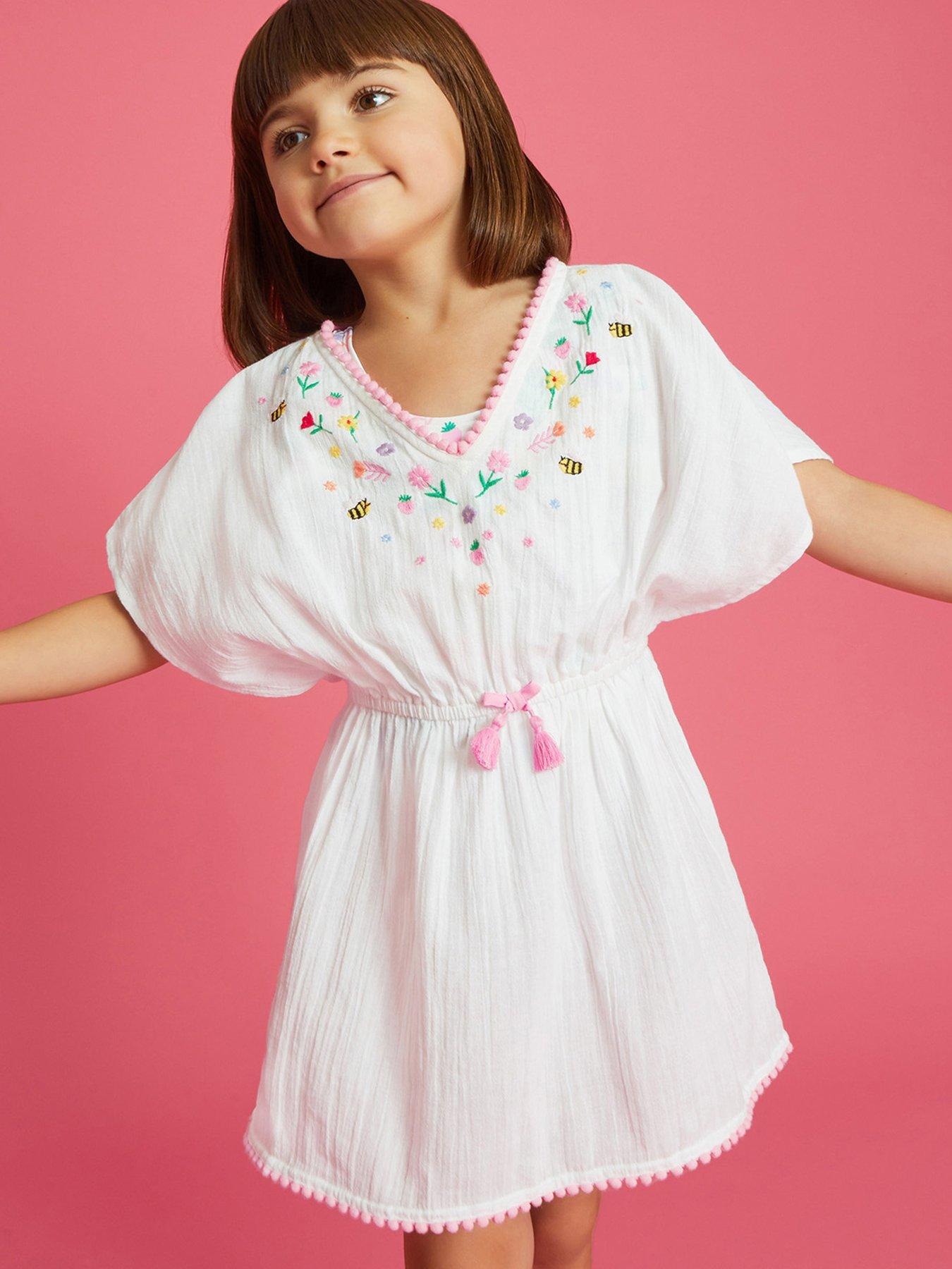 undefined Girls Spring Garden Kaftan - White