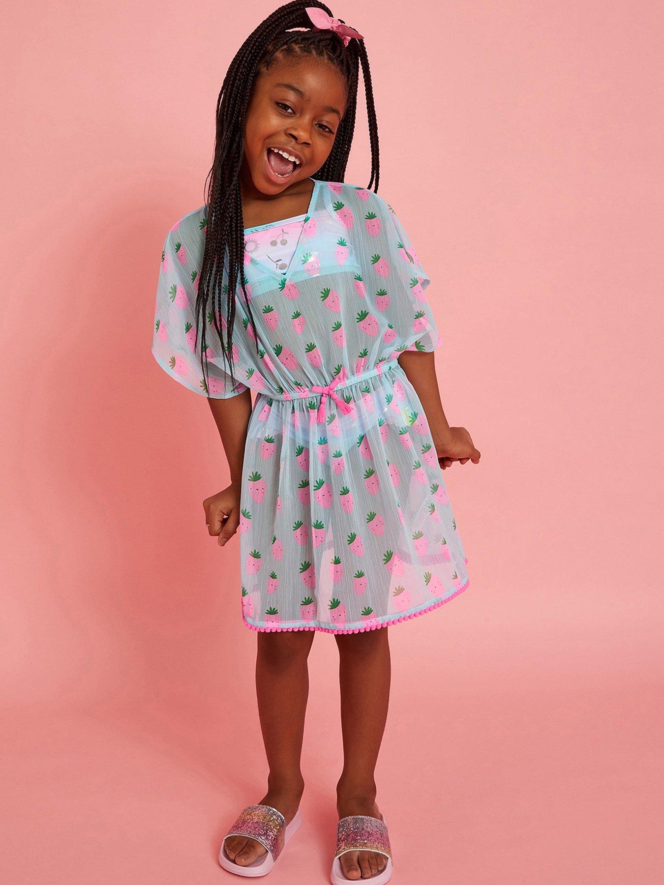 undefined Girls Strawberry Kaftan - Light Blue
