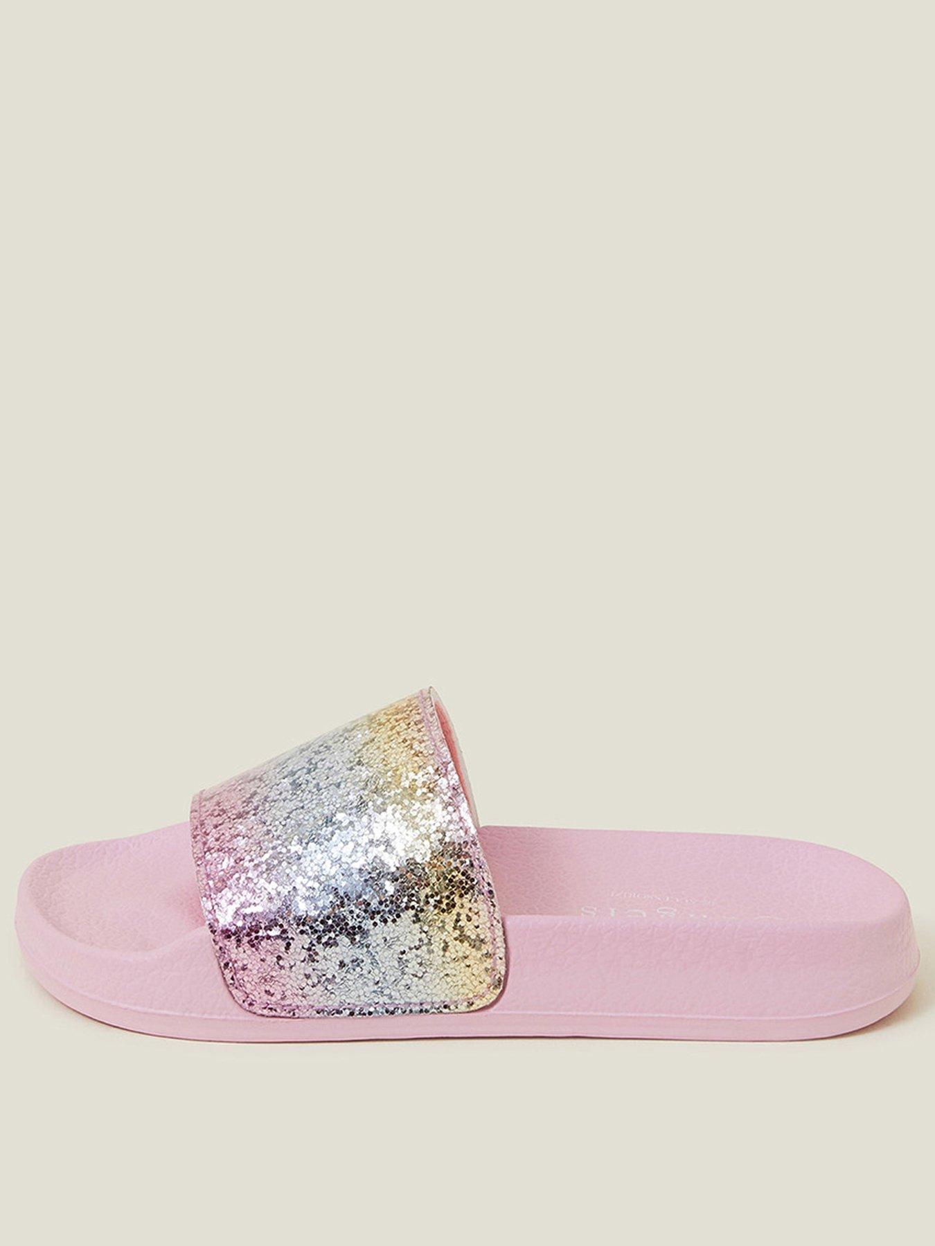 Image 1 of 3 of Accessorize Girls Glitter Ombre Sliders - Pink