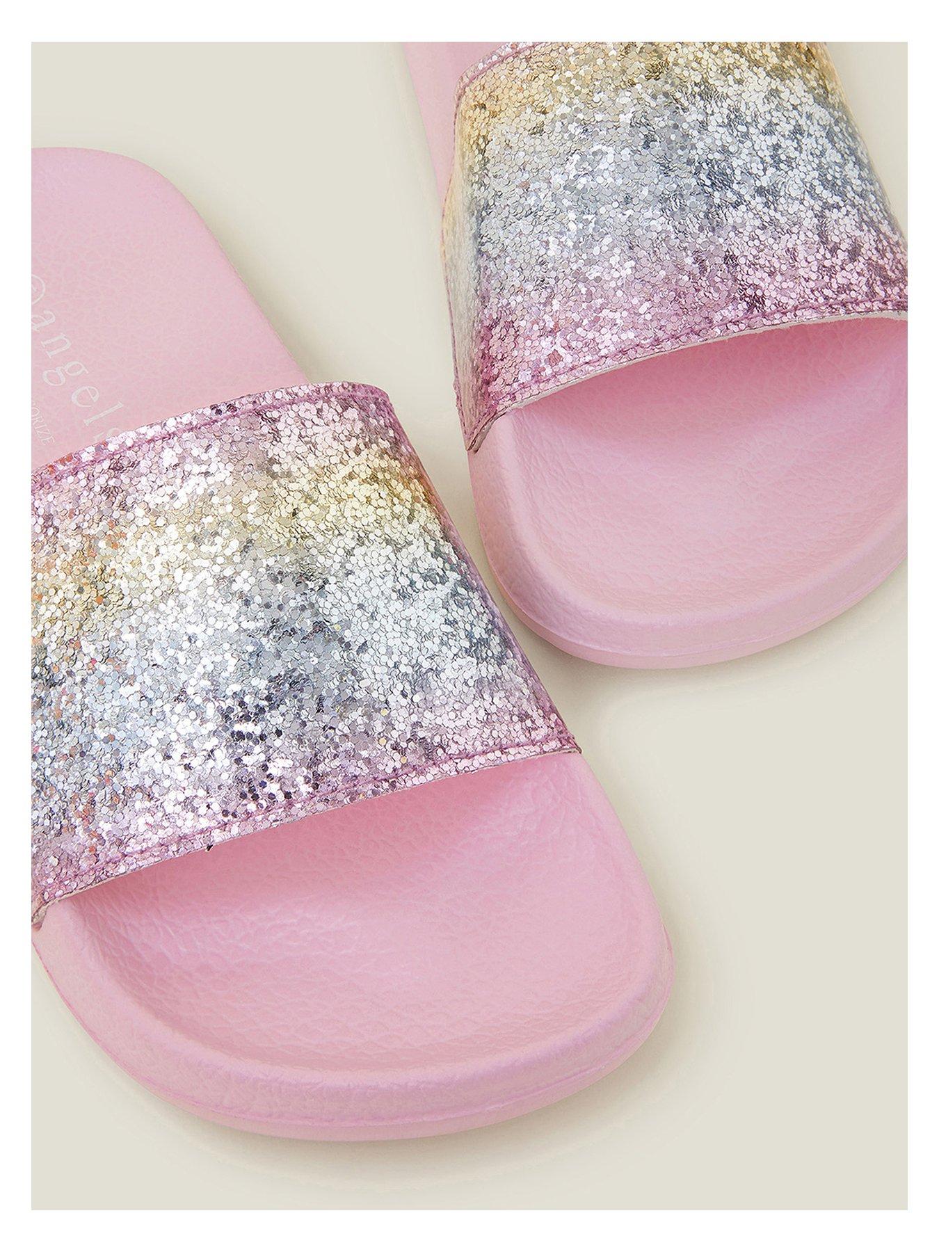 Image 3 of 3 of Accessorize Girls Glitter Ombre Sliders - Pink
