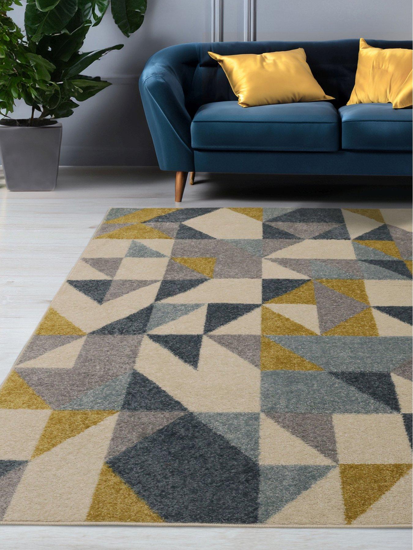 Very Home Juno Multi Geo Gold and Blue Rug