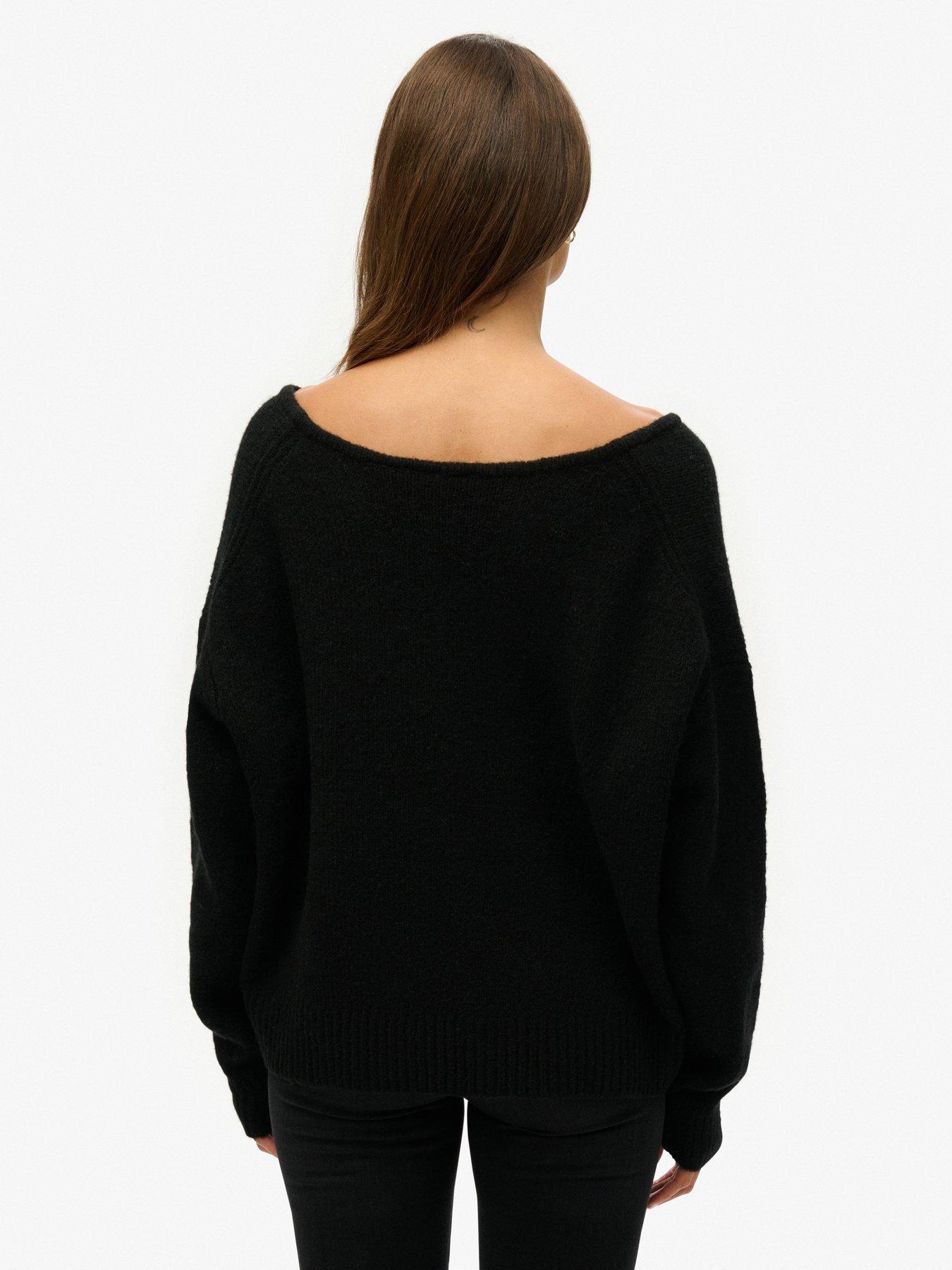 superdry-oversized-v-neck-jumper-blackstillFront