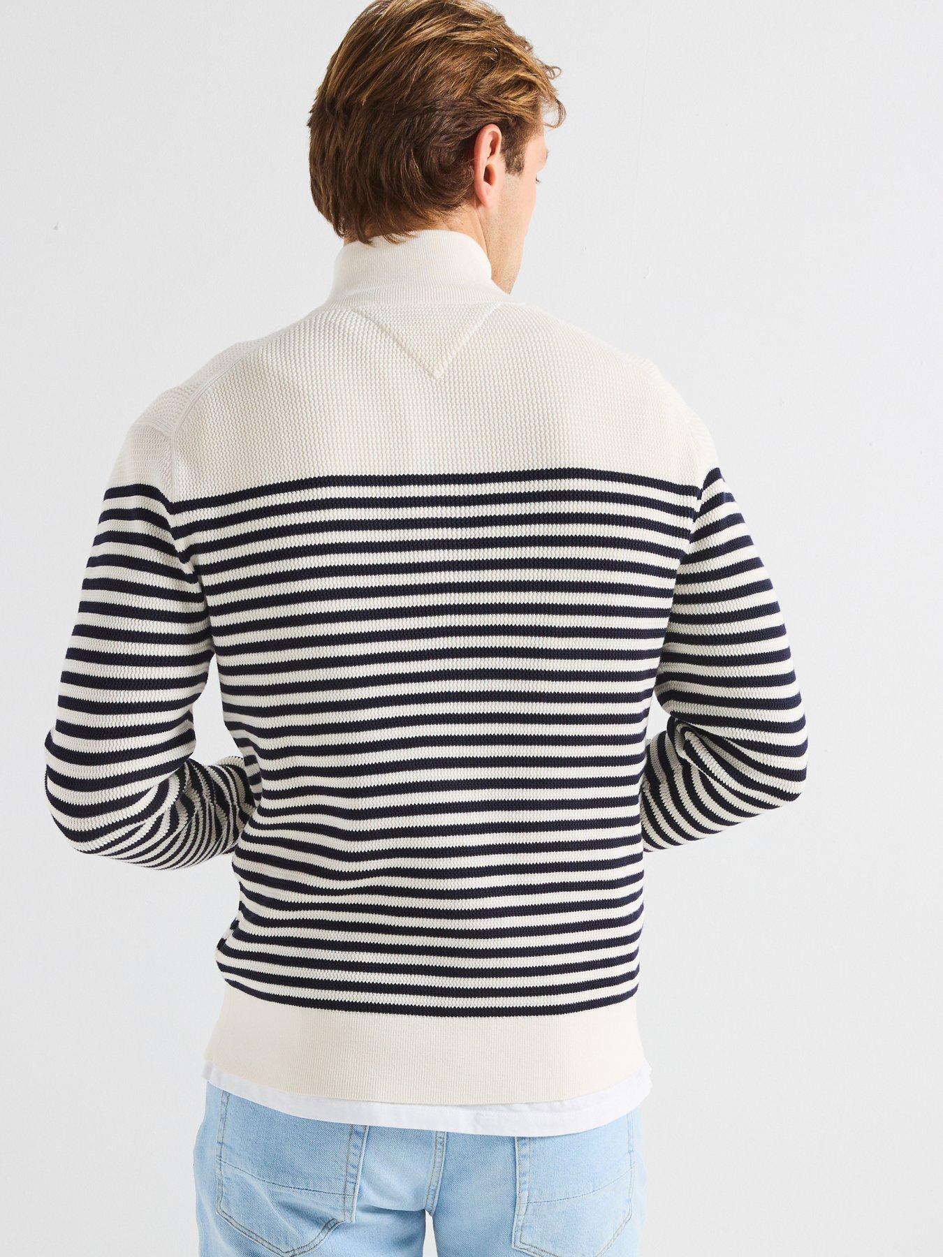 Image 2 of 6 of Tommy Hilfiger Tommy Hilfiger Racking Structure Zip Mock Knitted Jumper - Cream