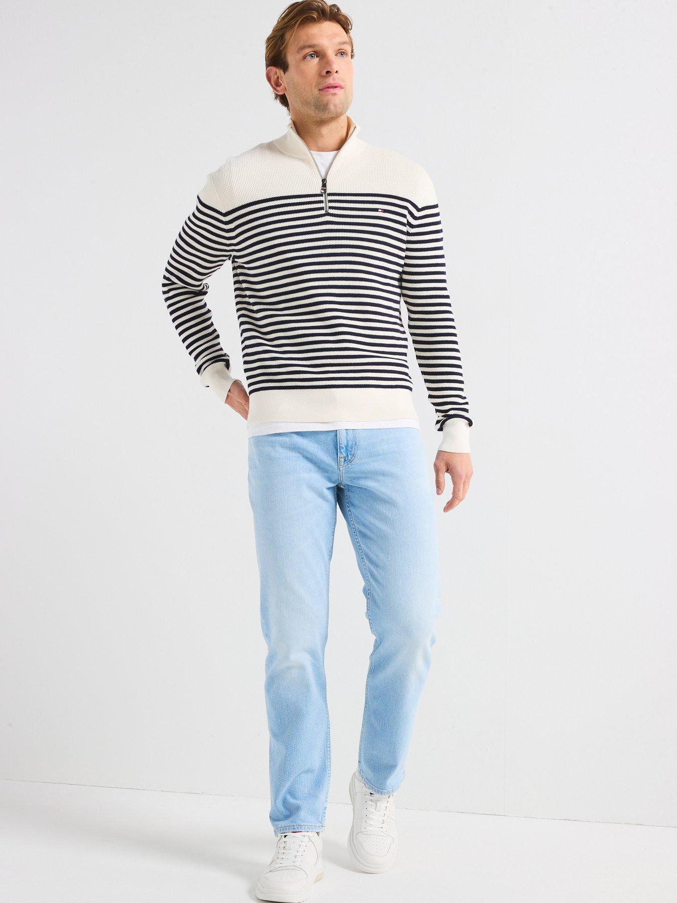 Image 3 of 6 of Tommy Hilfiger Tommy Hilfiger Racking Structure Zip Mock Knitted Jumper - Cream