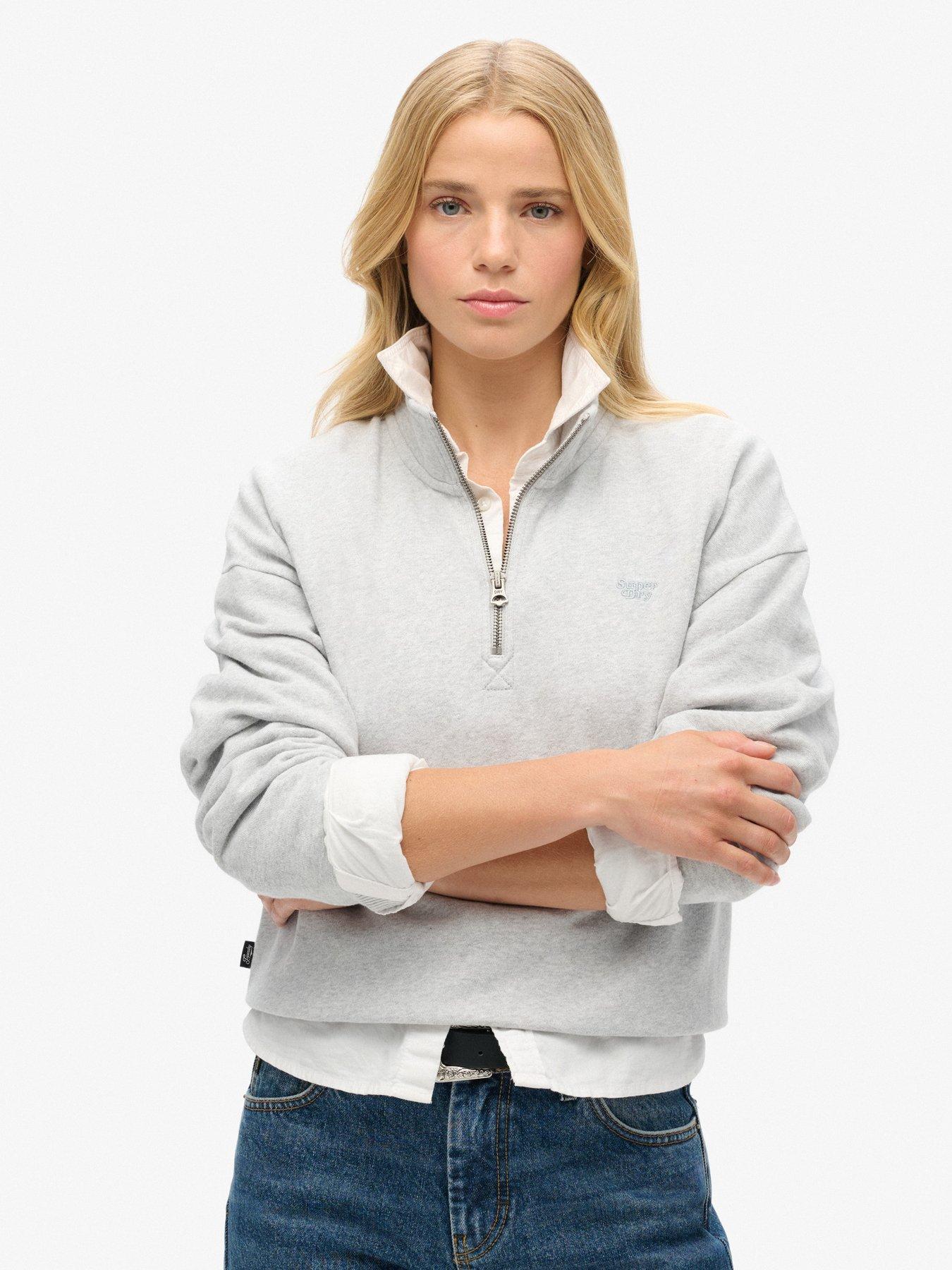 superdry-essential-half-zip-hoodie-greyfront