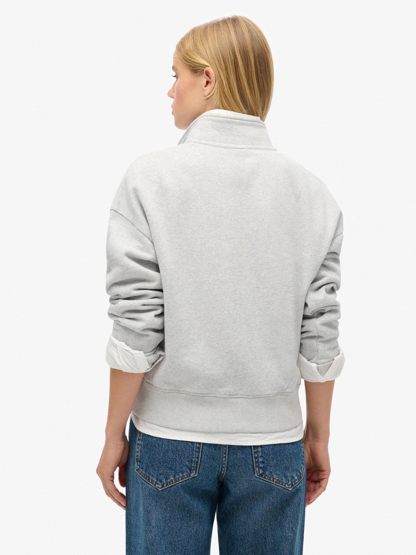 superdry-essential-half-zip-hoodie-greystillFront