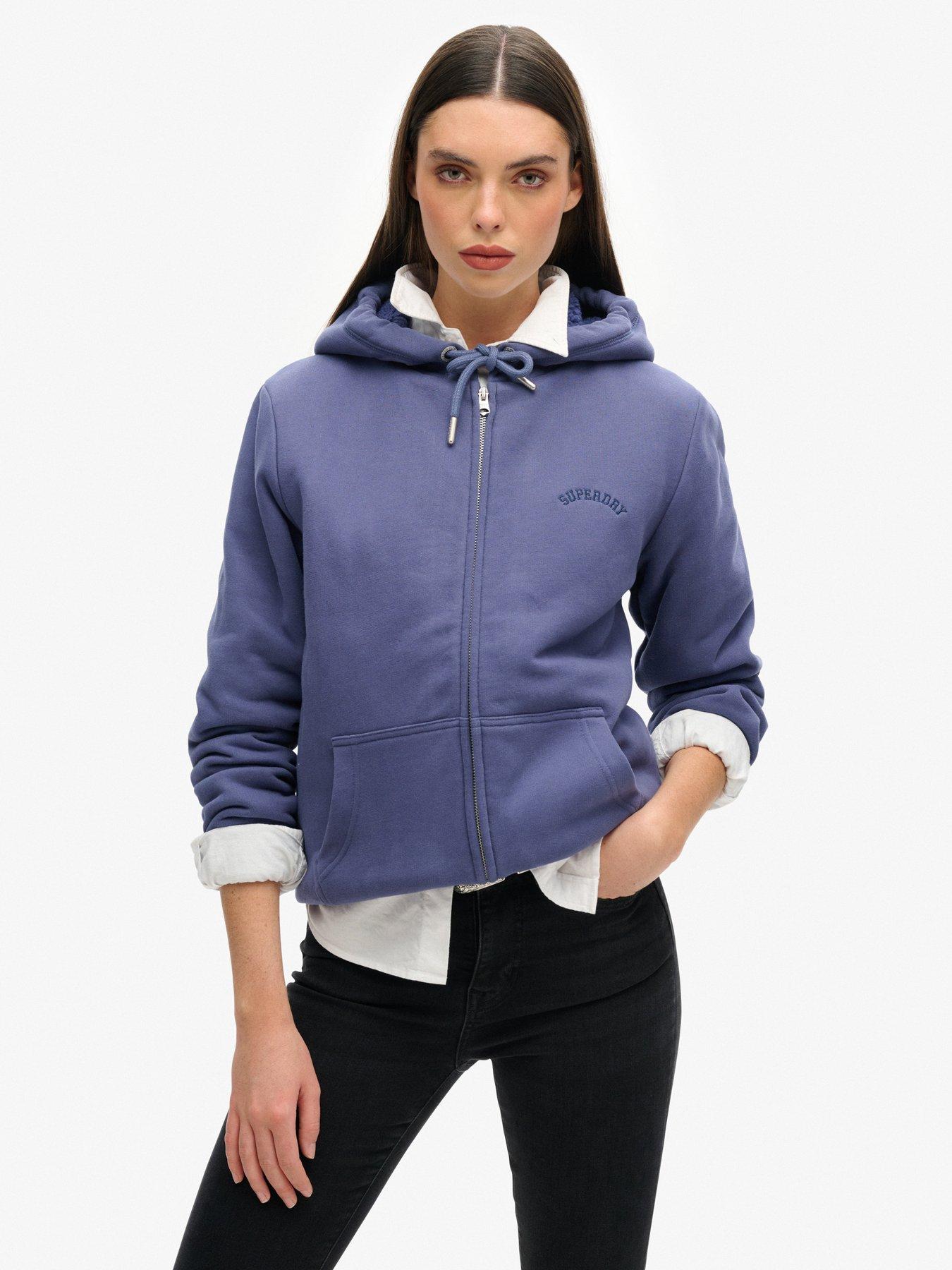 Superdry Borg Lined Zip Hoodie - Navy