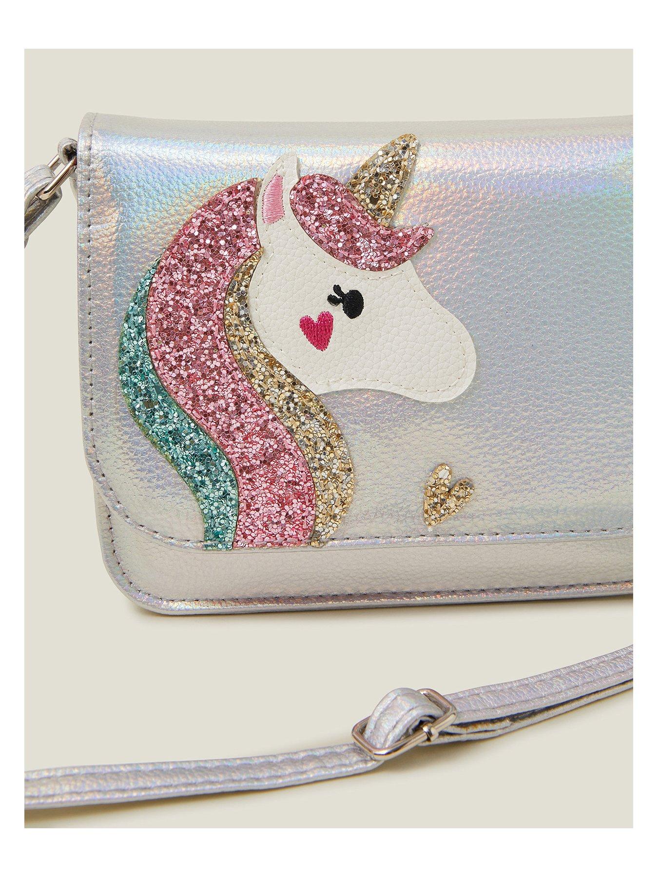 Image 4 of 5 of Accessorize Girls Unicorn Cross Body Bag - Silver