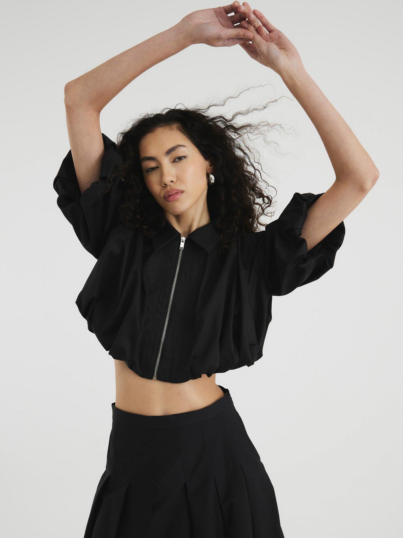 river-island-zip-front-crop-shirt-black