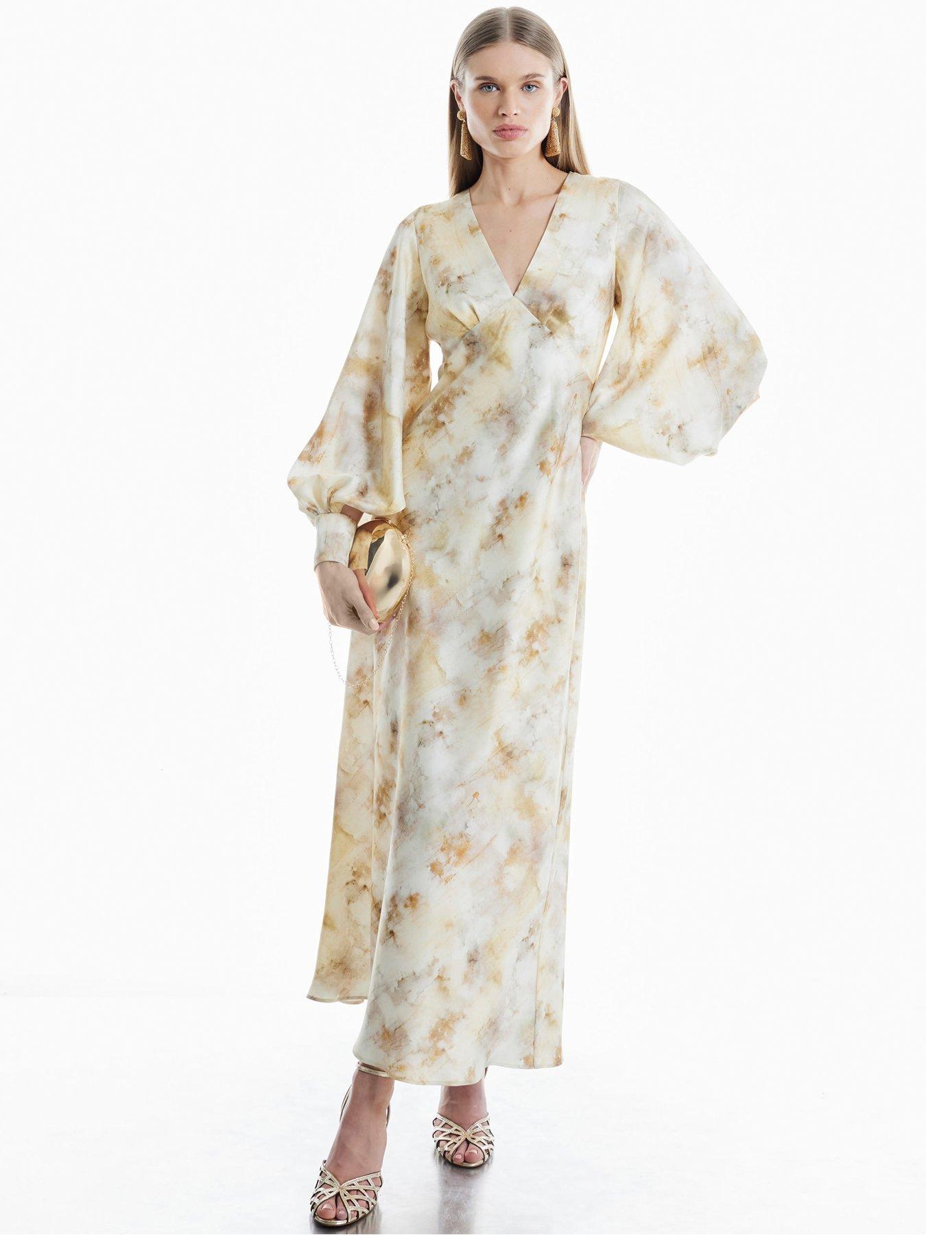 Image 1 of 6 of River Island V Neck Dress - Yellow