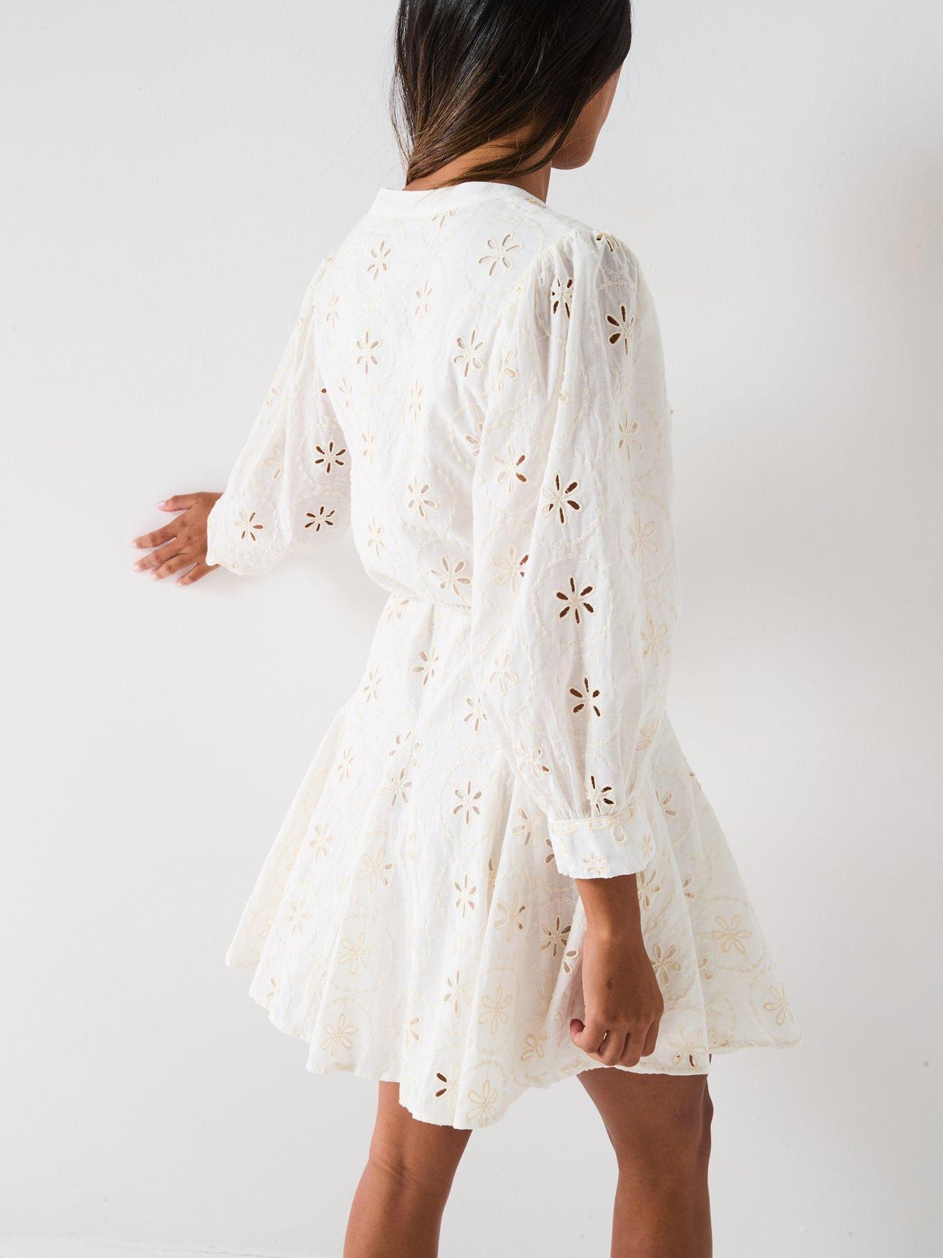 Image 2 of 6 of V by Very Embellished Belted Mini Dress - Cream