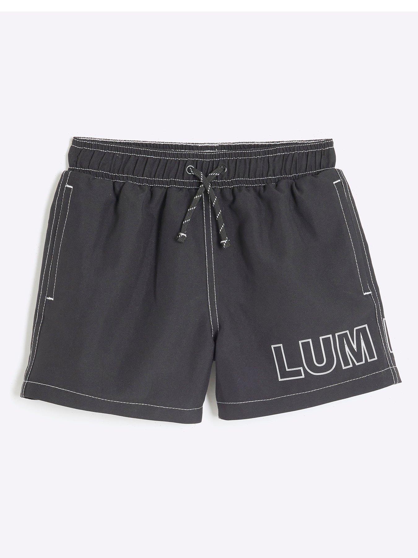 Image 1 of 4 of River Island Mini Boys Swim Shorts - Black