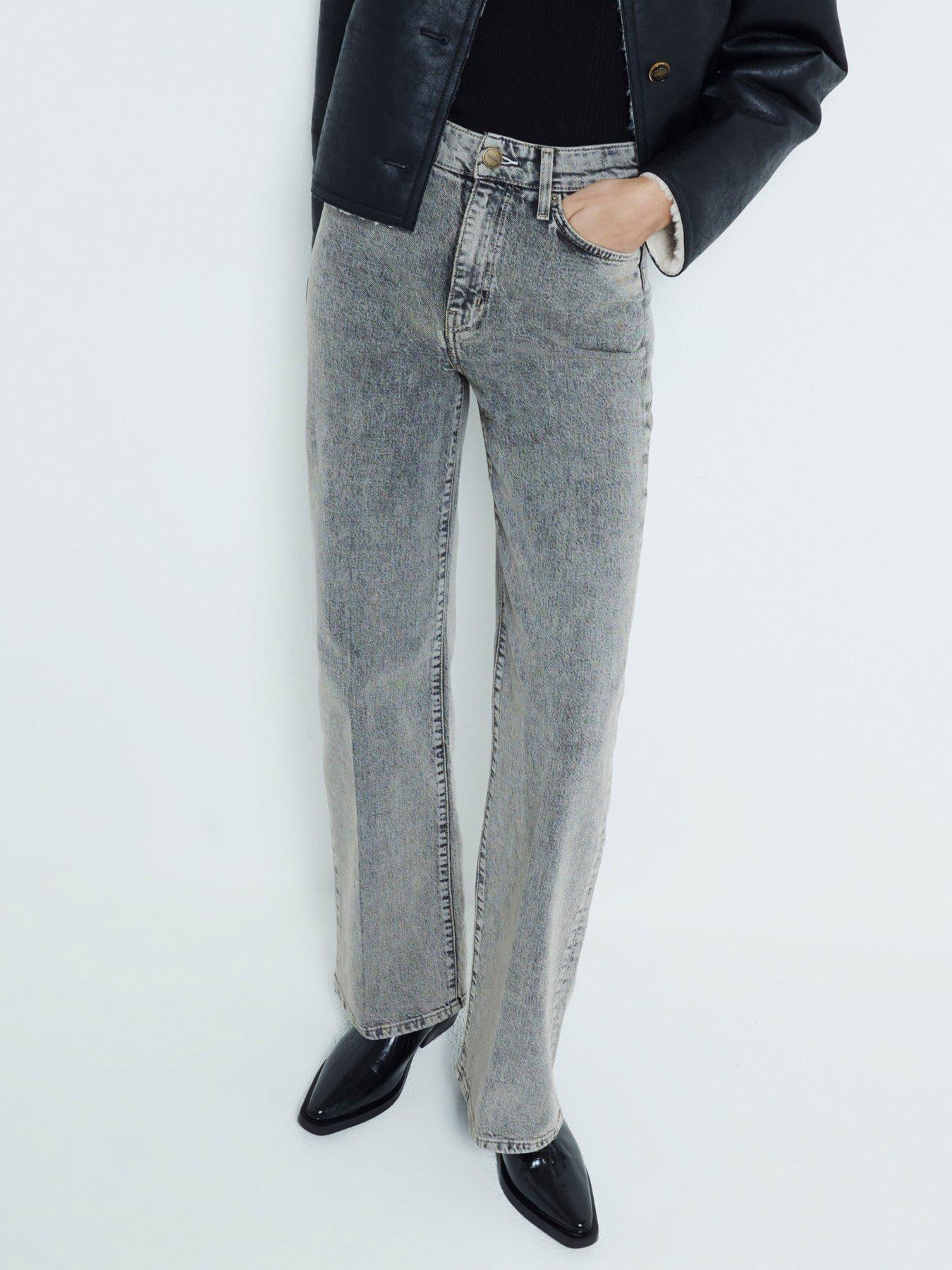 Image 1 of 6 of River Island High Rise Wide Leg Jean - Grey
