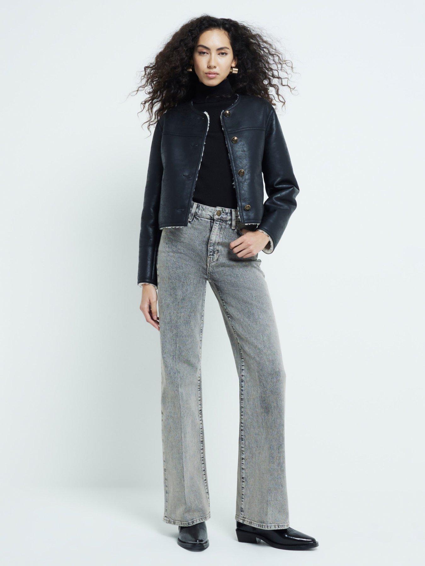 Image 4 of 6 of River Island High Rise Wide Leg Jean - Grey