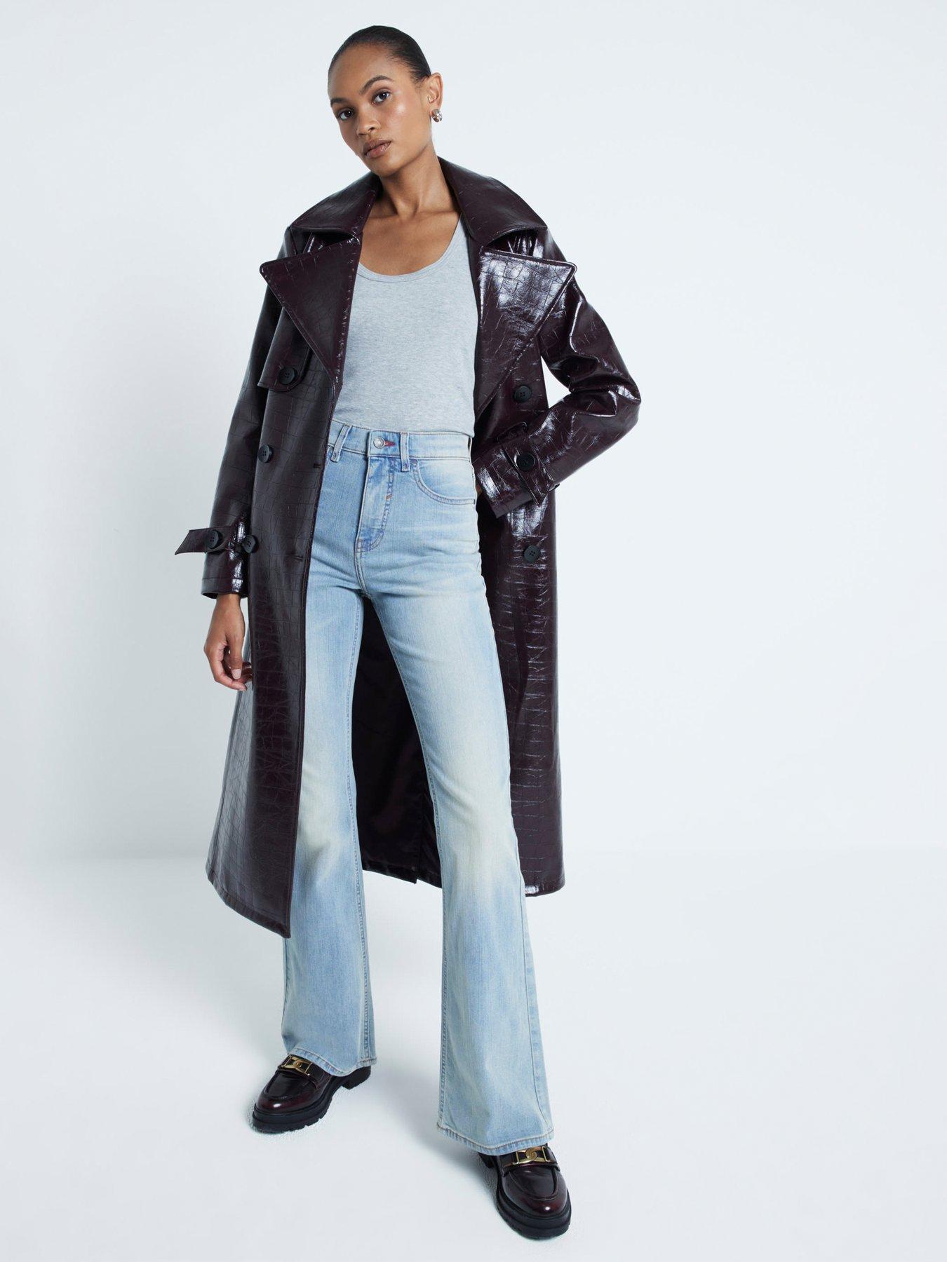 River Island High Rise Tummy Hold Flare Jean - Light Denim