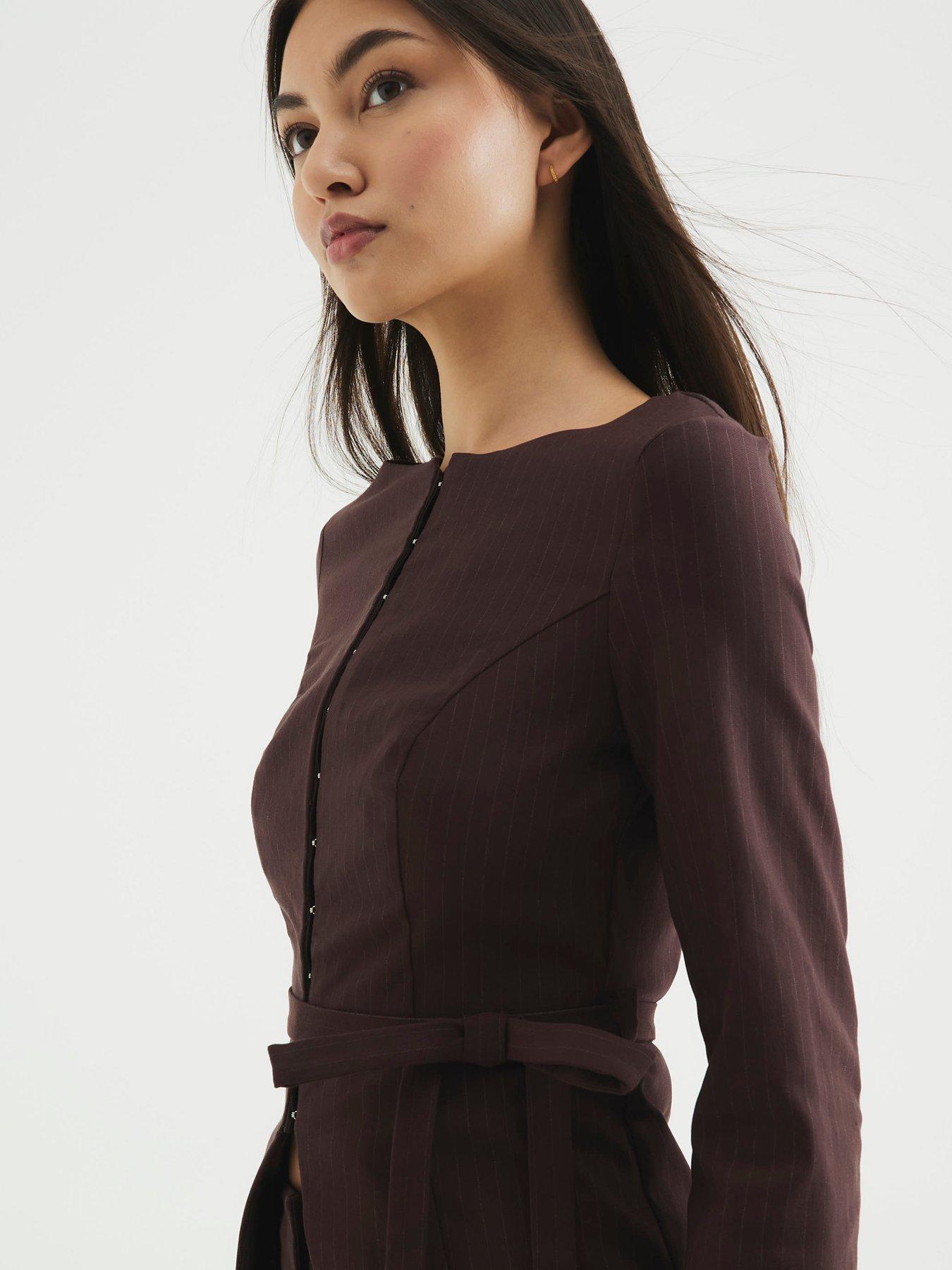 Image 3 of 4 of River Island Boat Neck Belted Top - Brown