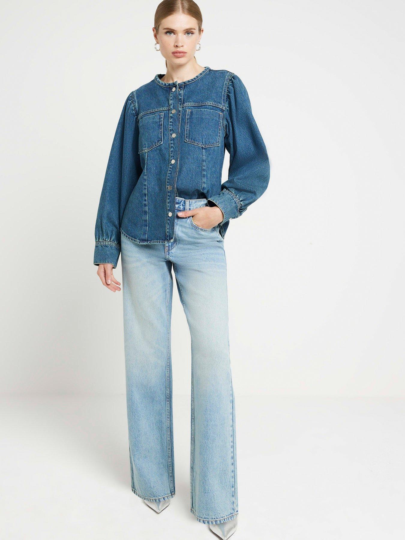 Image of River Island Relaxed Straight Leg Jean - Blue