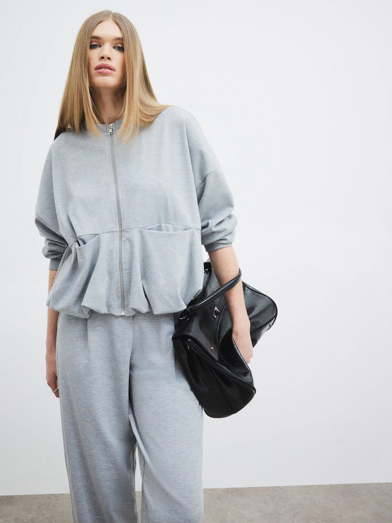 Image 1 of 5 of River Island Bubble Hem Bomber Jacket - Grey