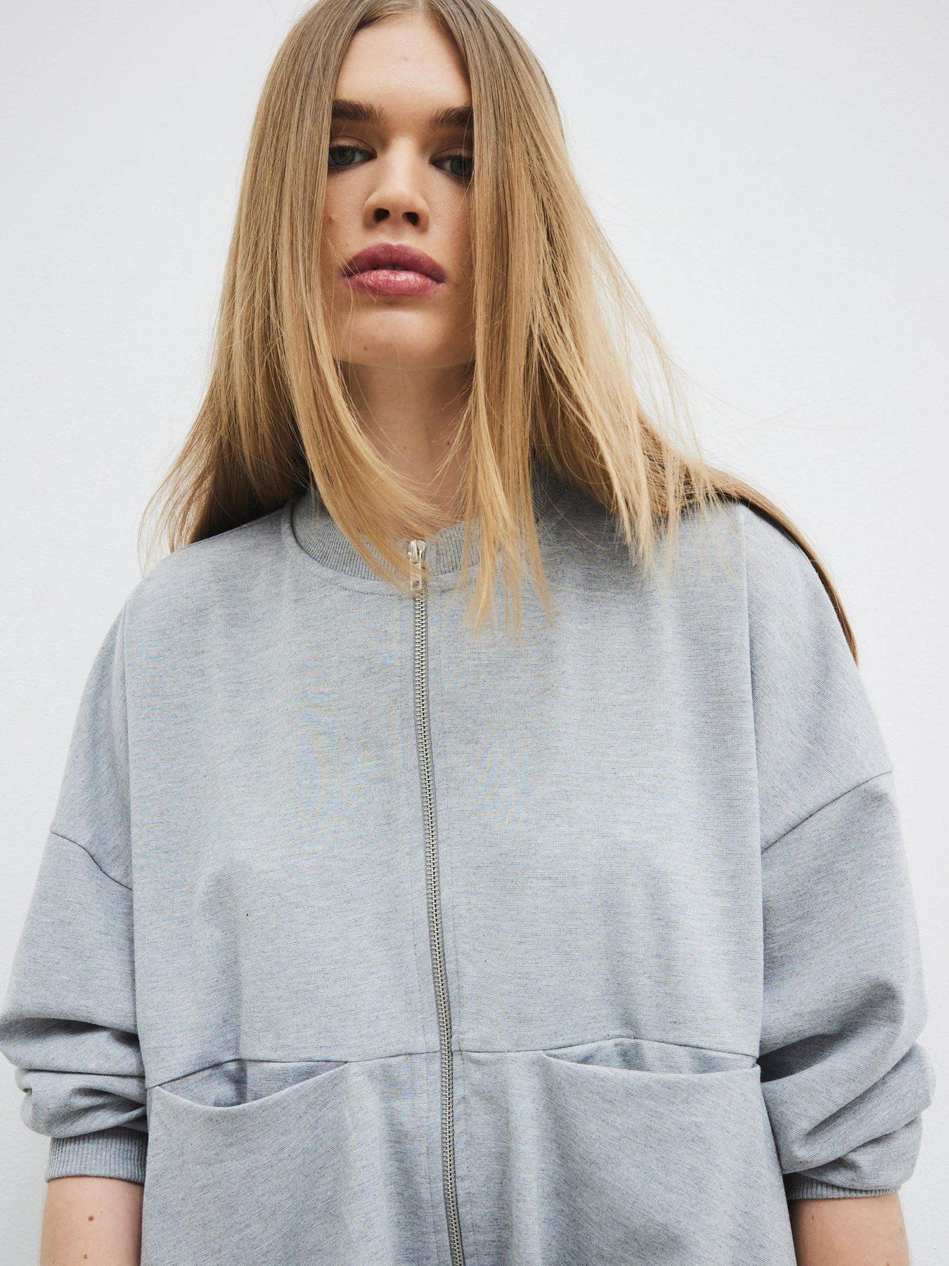 Image 4 of 5 of River Island Bubble Hem Bomber Jacket - Grey