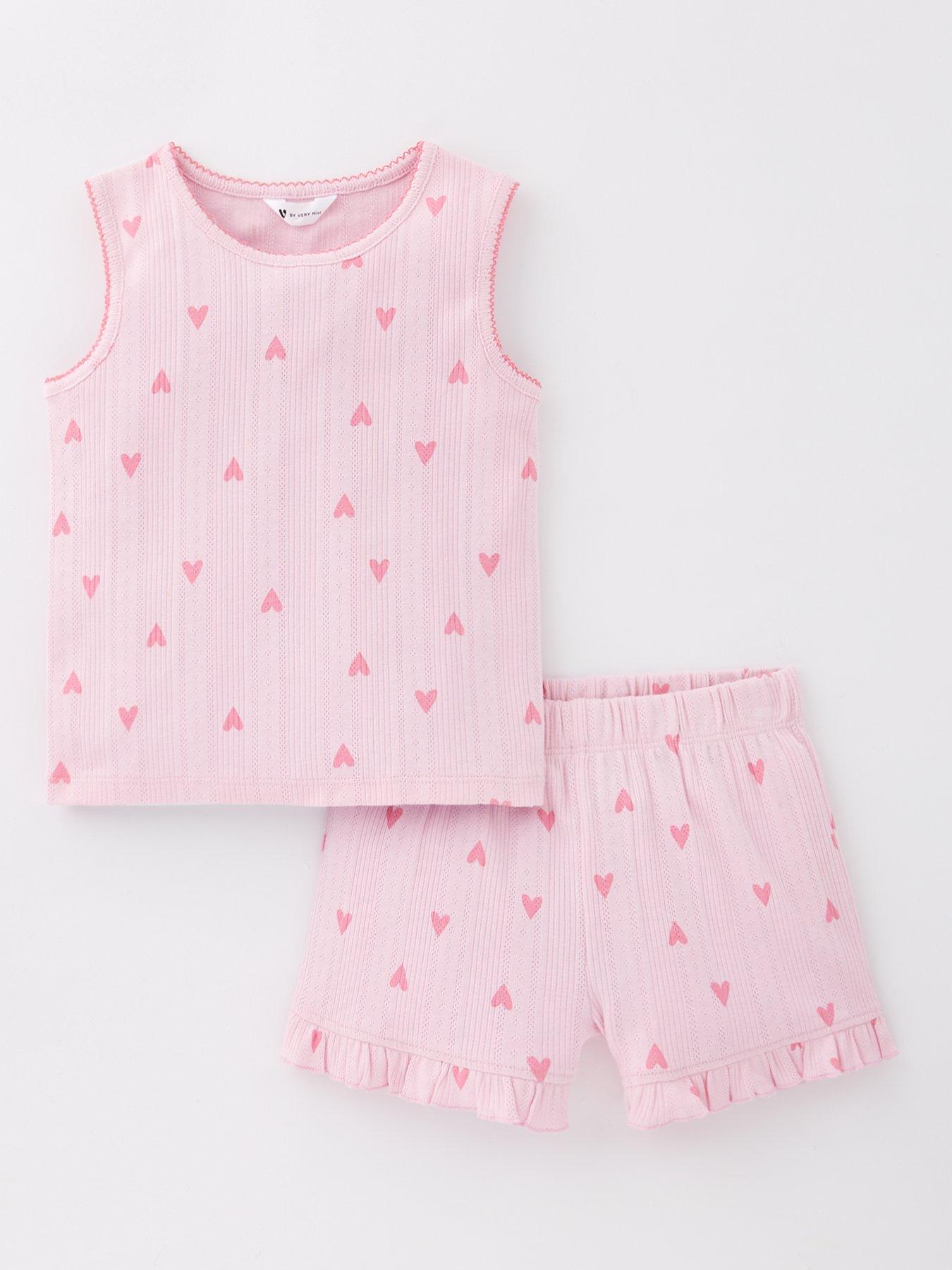 Image 1 of 4 of Mini V by Very Girls Pointelle Short Pyjama Set - Pink