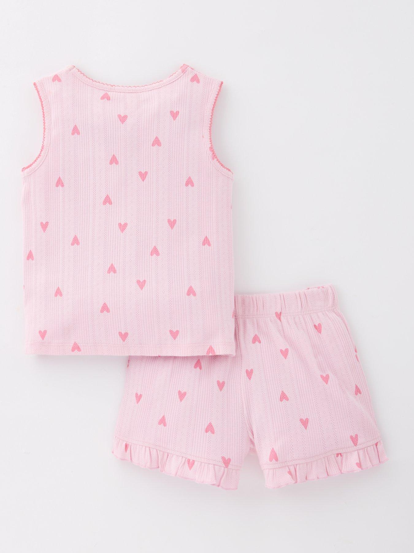 Image 2 of 4 of Mini V by Very Girls Pointelle Short Pyjama Set - Pink