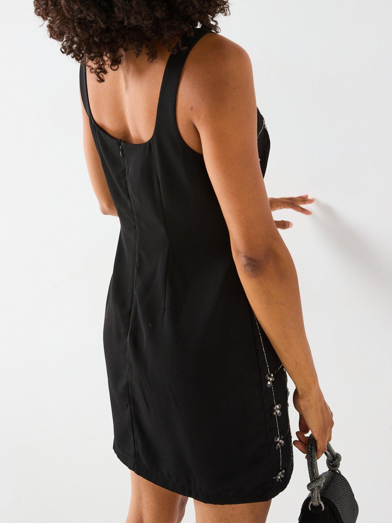 Image 2 of 6 of V by Very Embellished Mini Shift Dress - Black