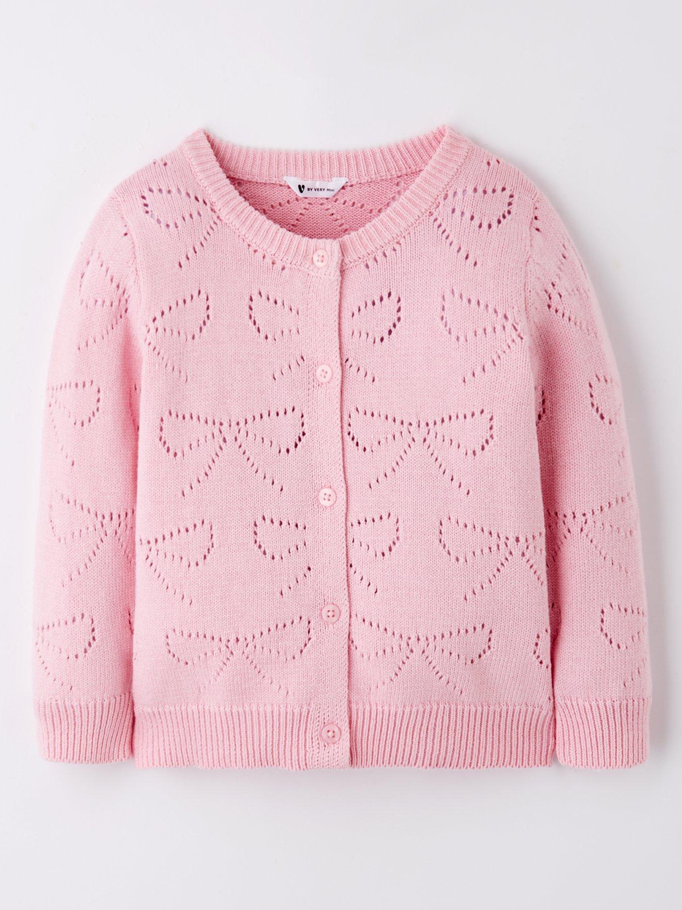 Image of Mini V by Very Girls Knitted Pointelle Cardigan - Pink