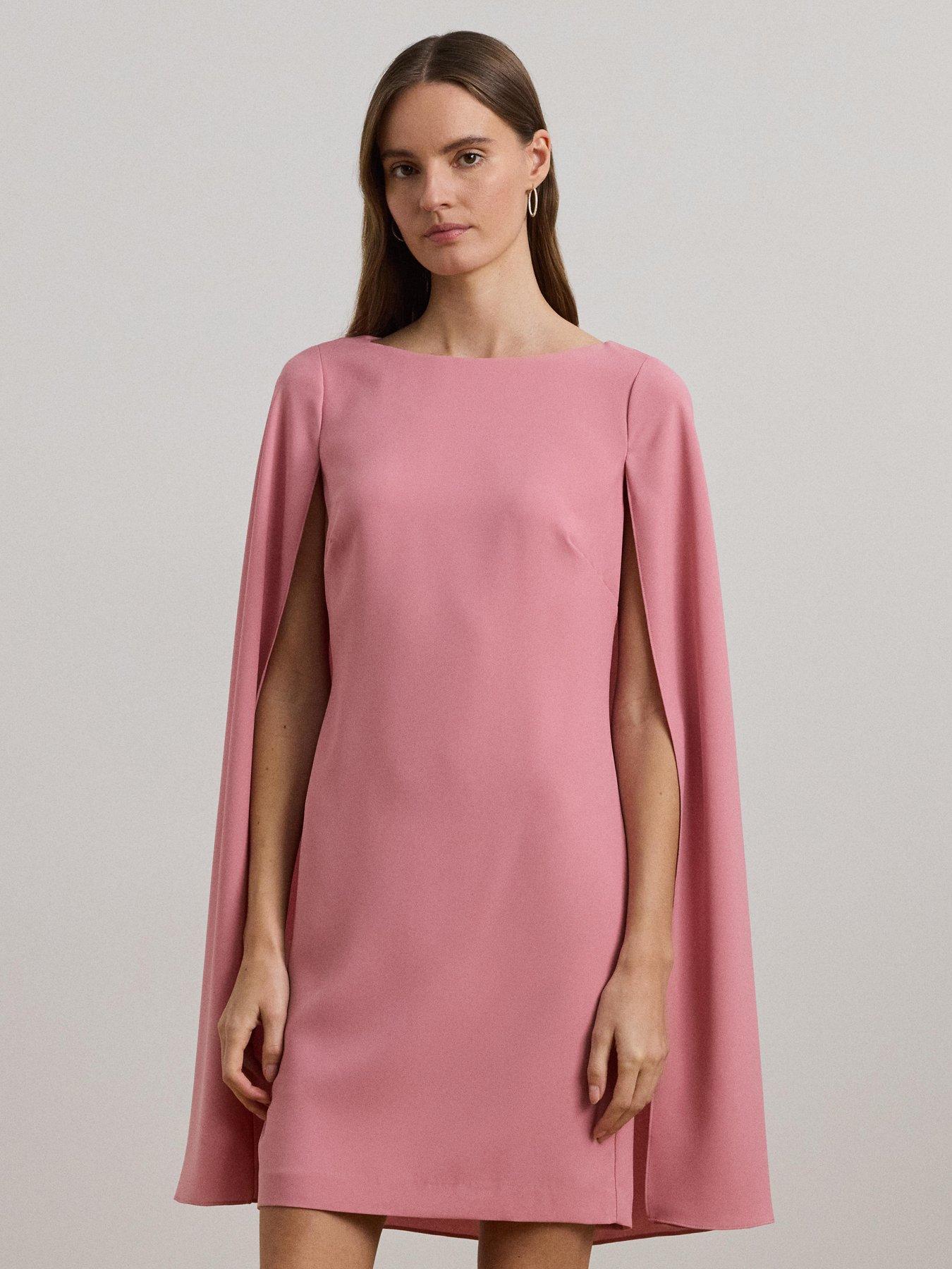 Lauren by Ralph Lauren Petra Cape Cocktail Dress - Pink