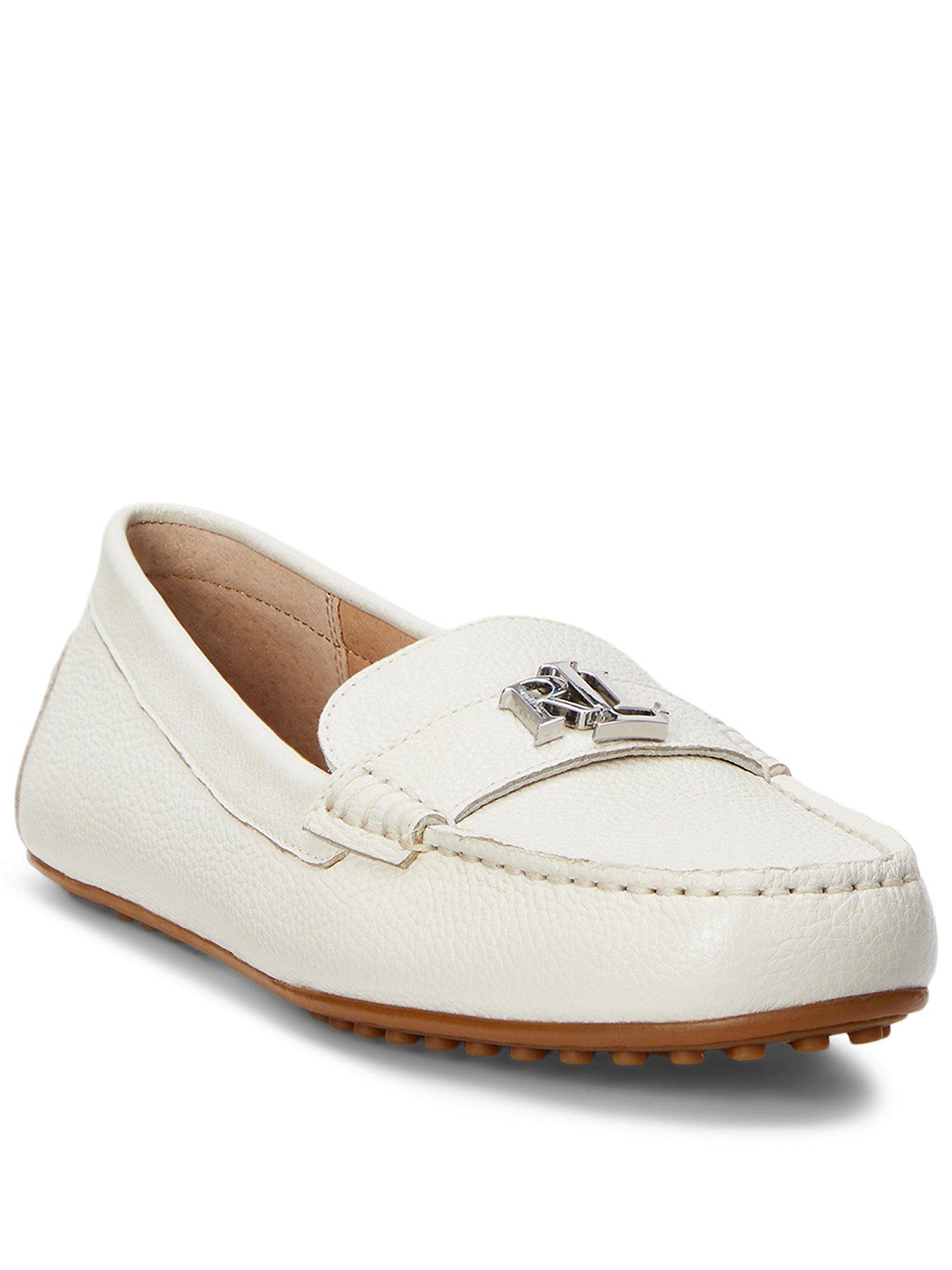 Image of Lauren by Ralph Lauren Barnsbury Leather Flat Shoe - White