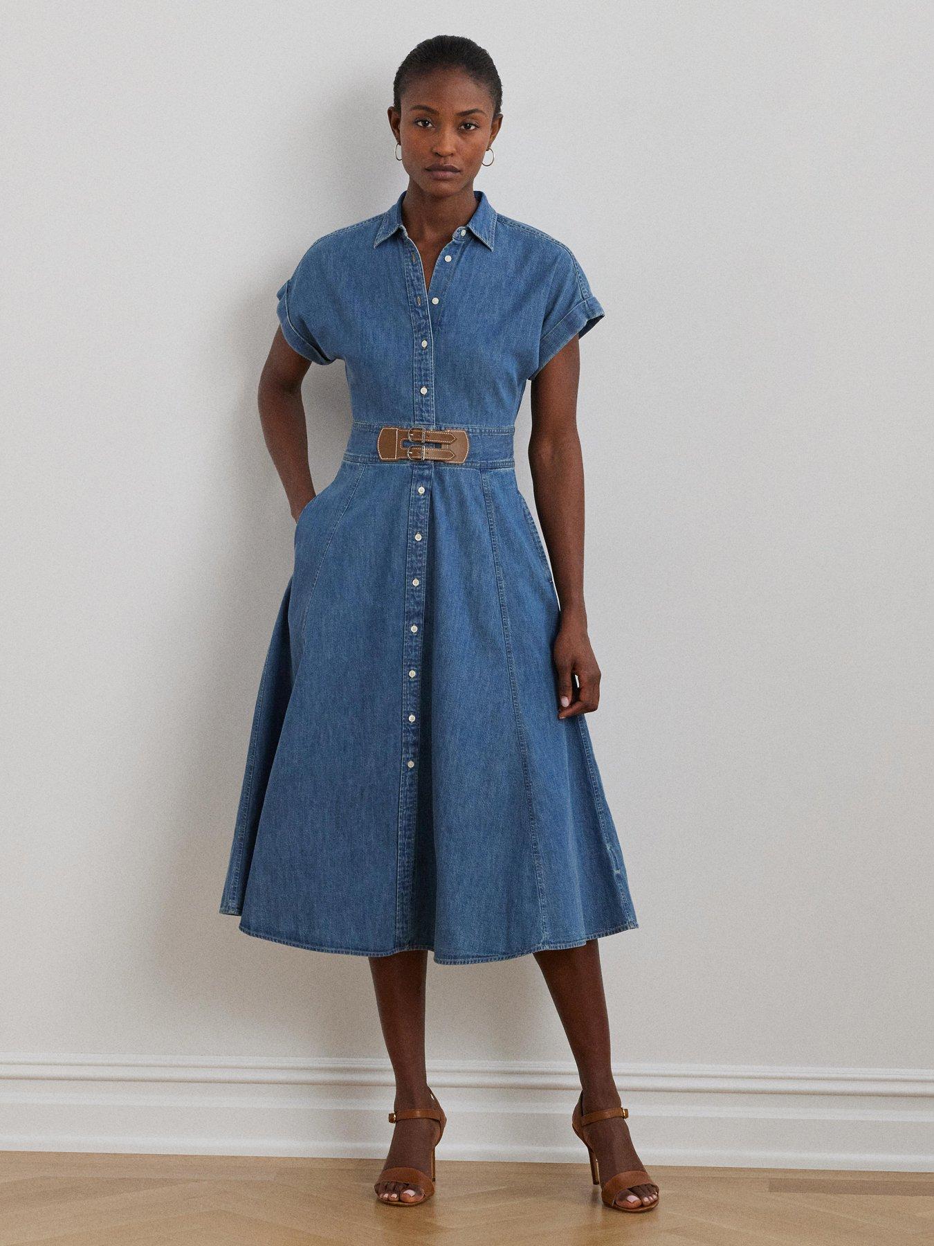 Lauren by Ralph Lauren Lachana Short Sleeve Day Dress - Blue