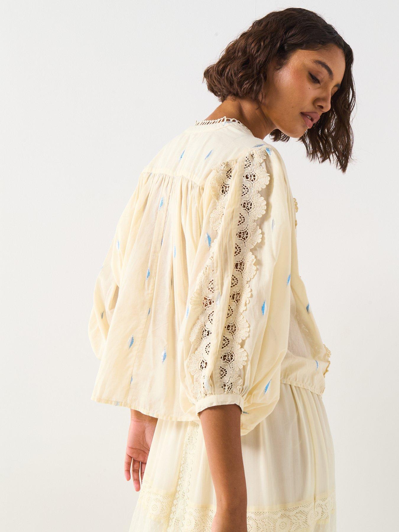 v-by-very-lace-insert-balloon-sleeve-foil-blouse-creamstillFront