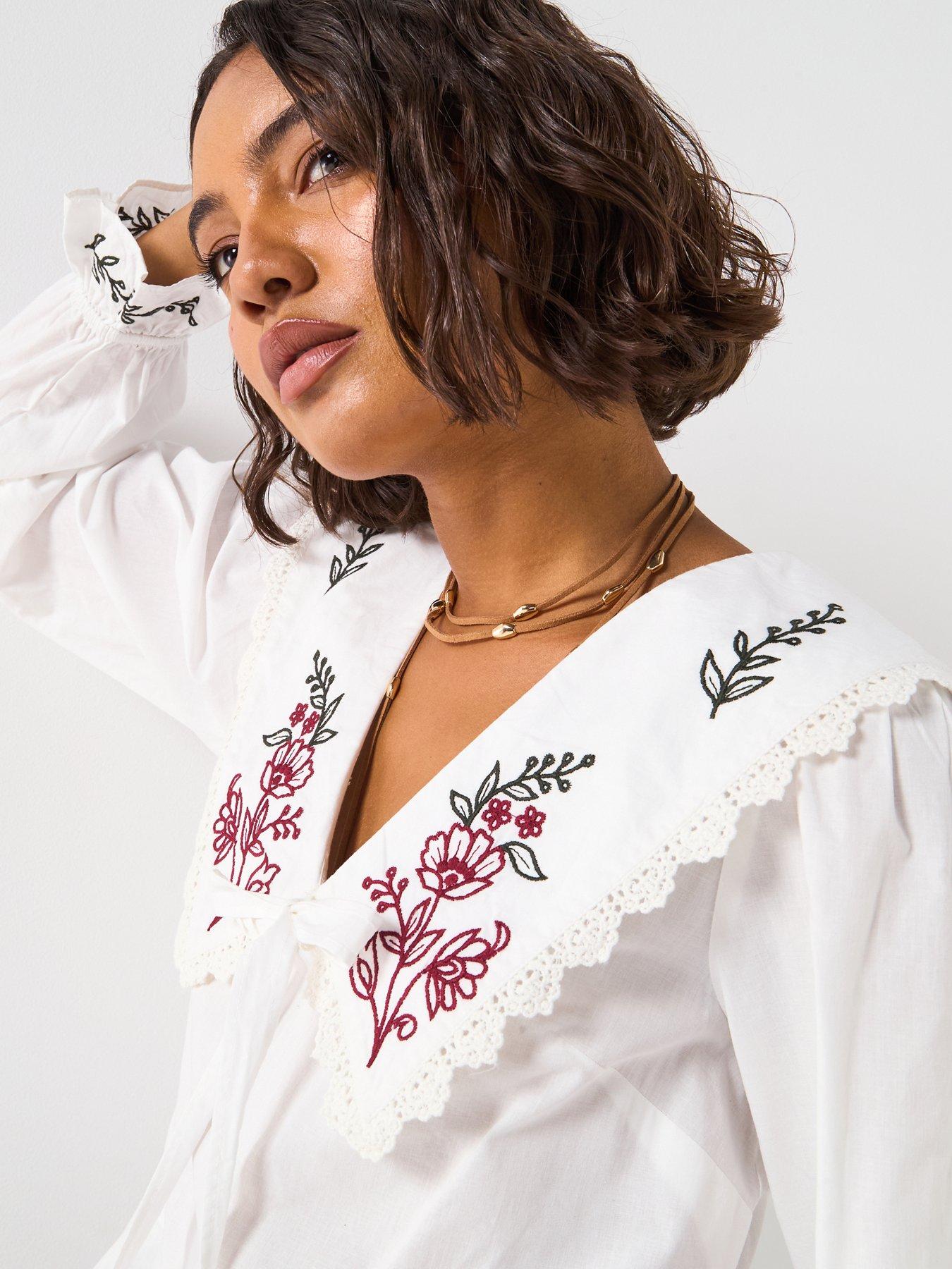 v-by-very-v-collar-tie-front-blouse-whitedetail