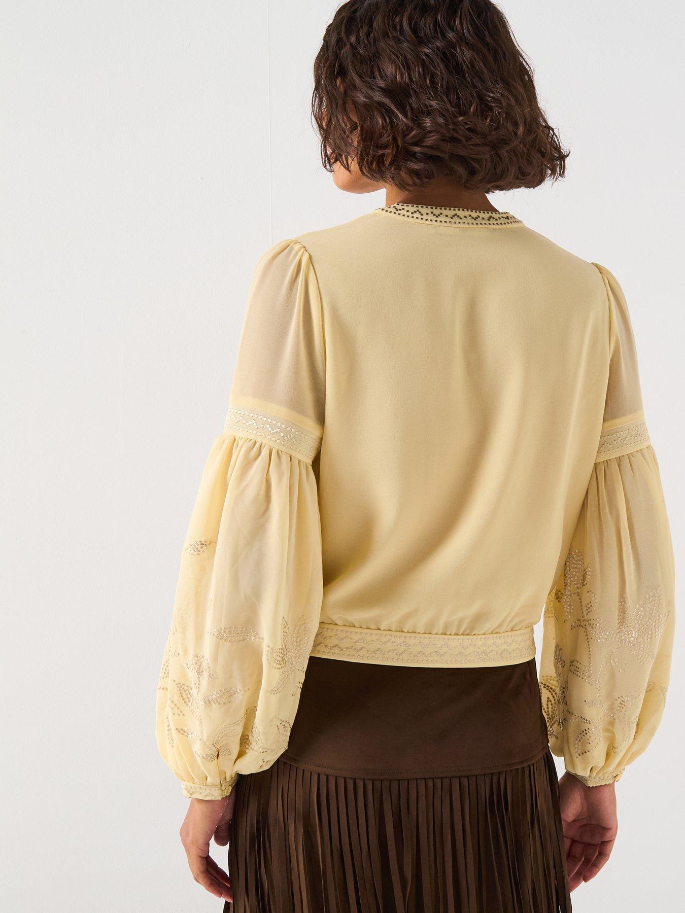 v-by-very-embroidered-tie-neck-blouse-yellowstillFront