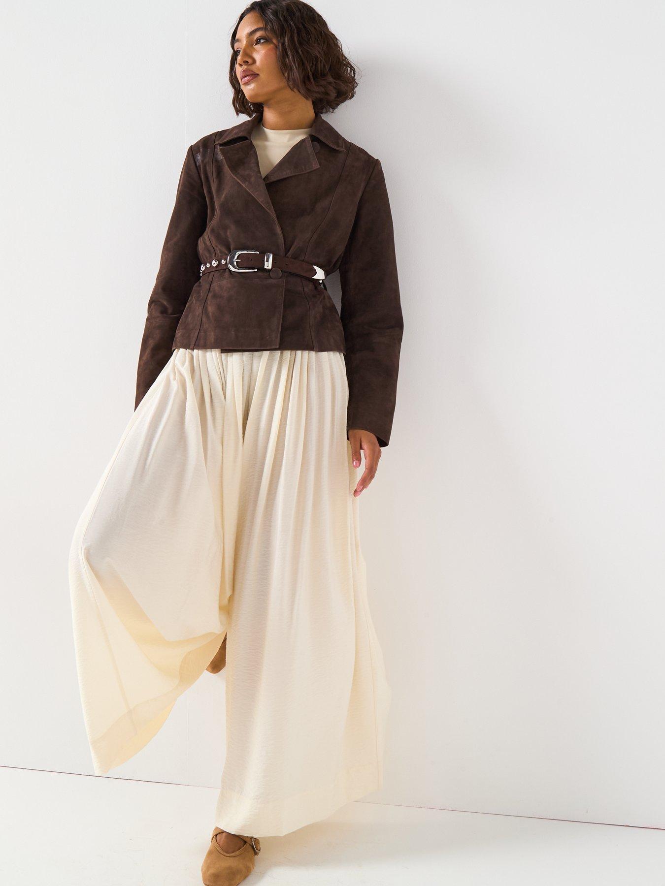 Image 6 of 6 of V by Very Pleated Extreme Trousers - Cream