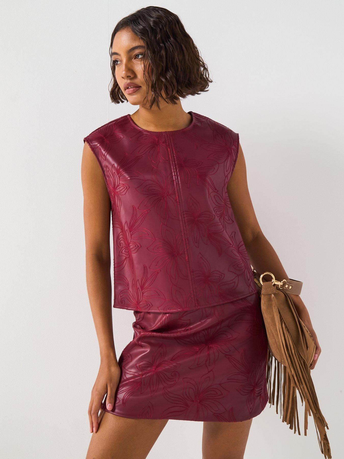 v-by-very-embroidered-pu-blouse-burgundydetail
