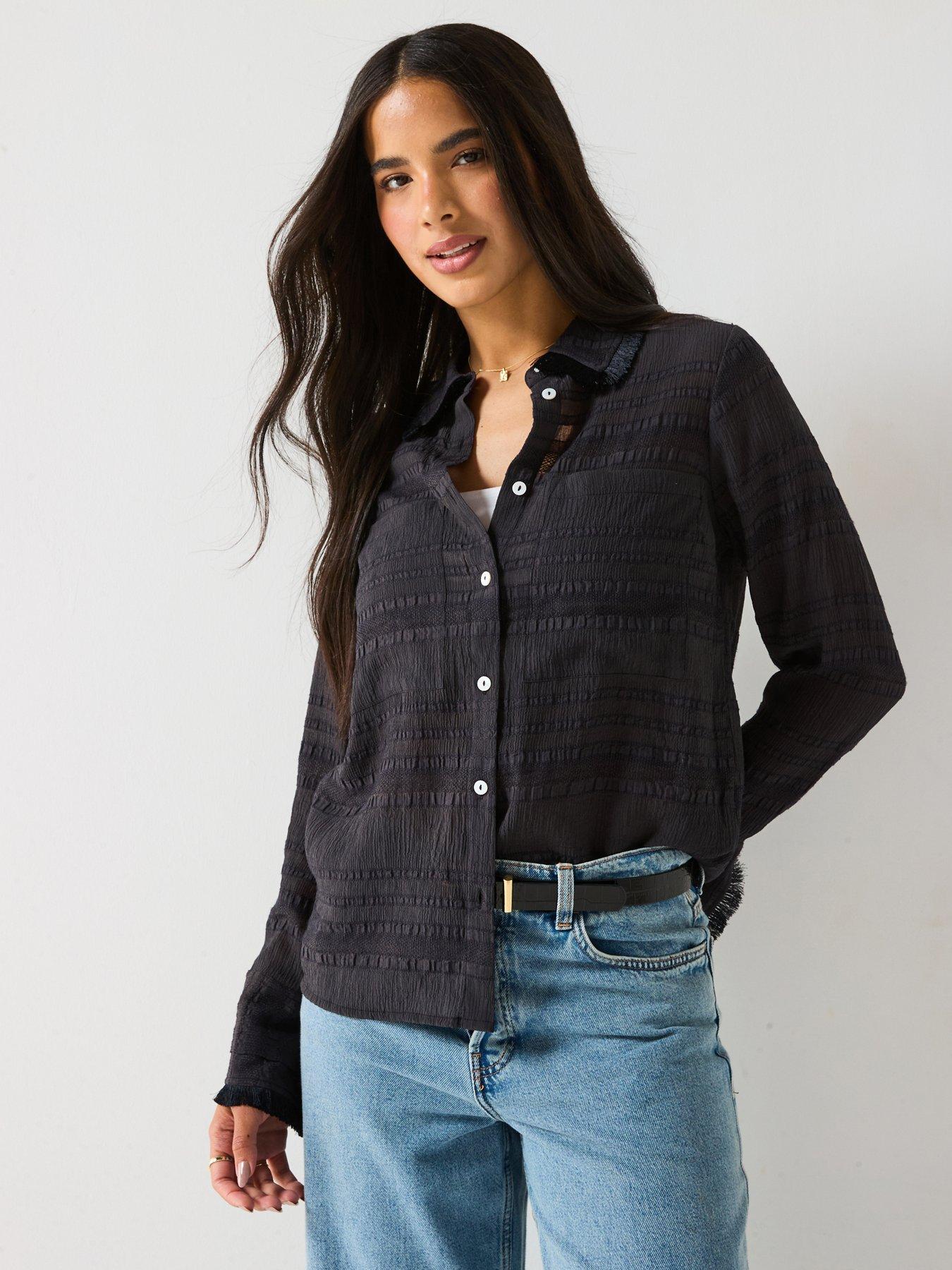 v-by-very-fringe-collar-blouse-black