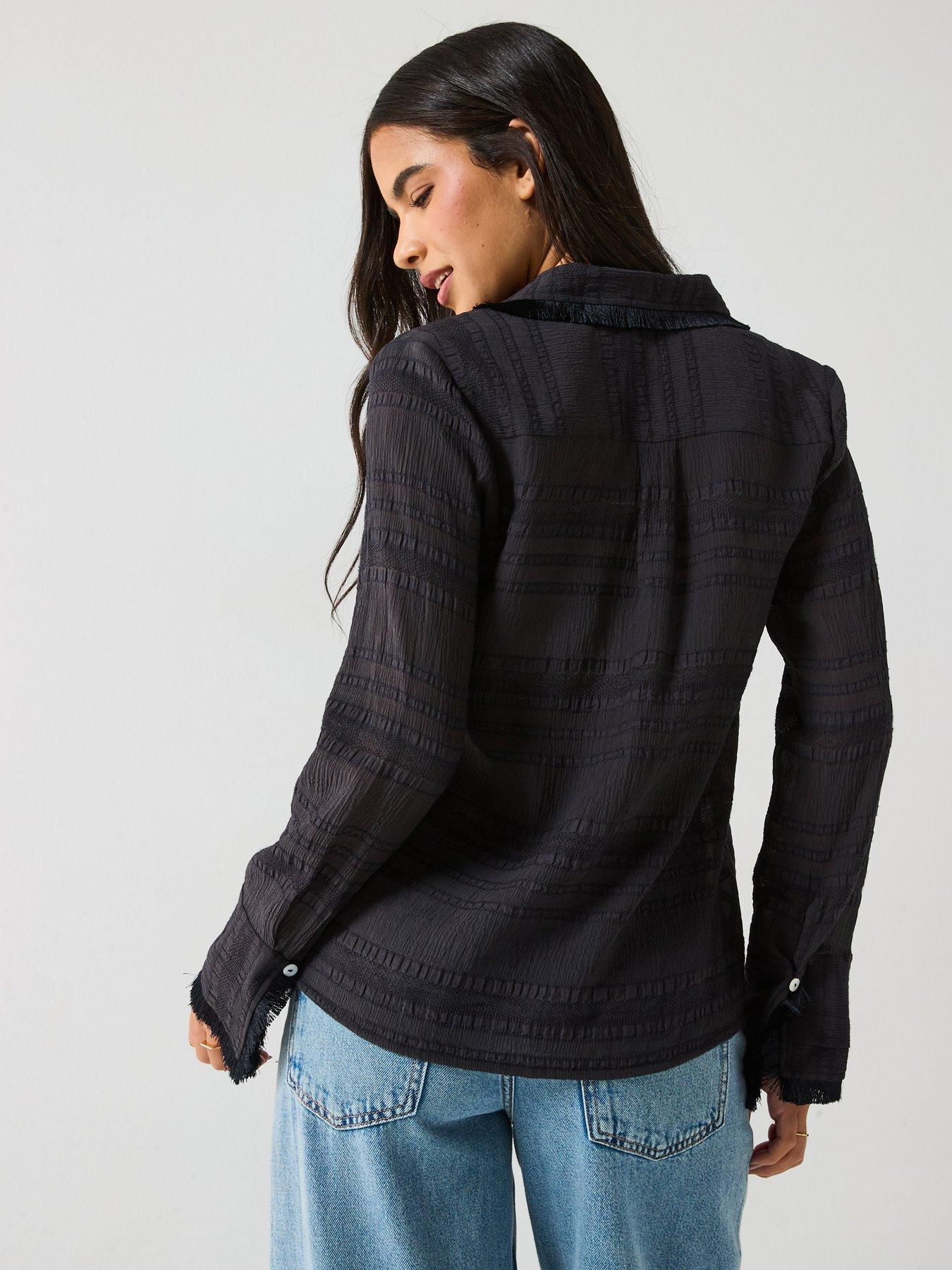 v-by-very-fringe-collar-blouse-blackstillFront