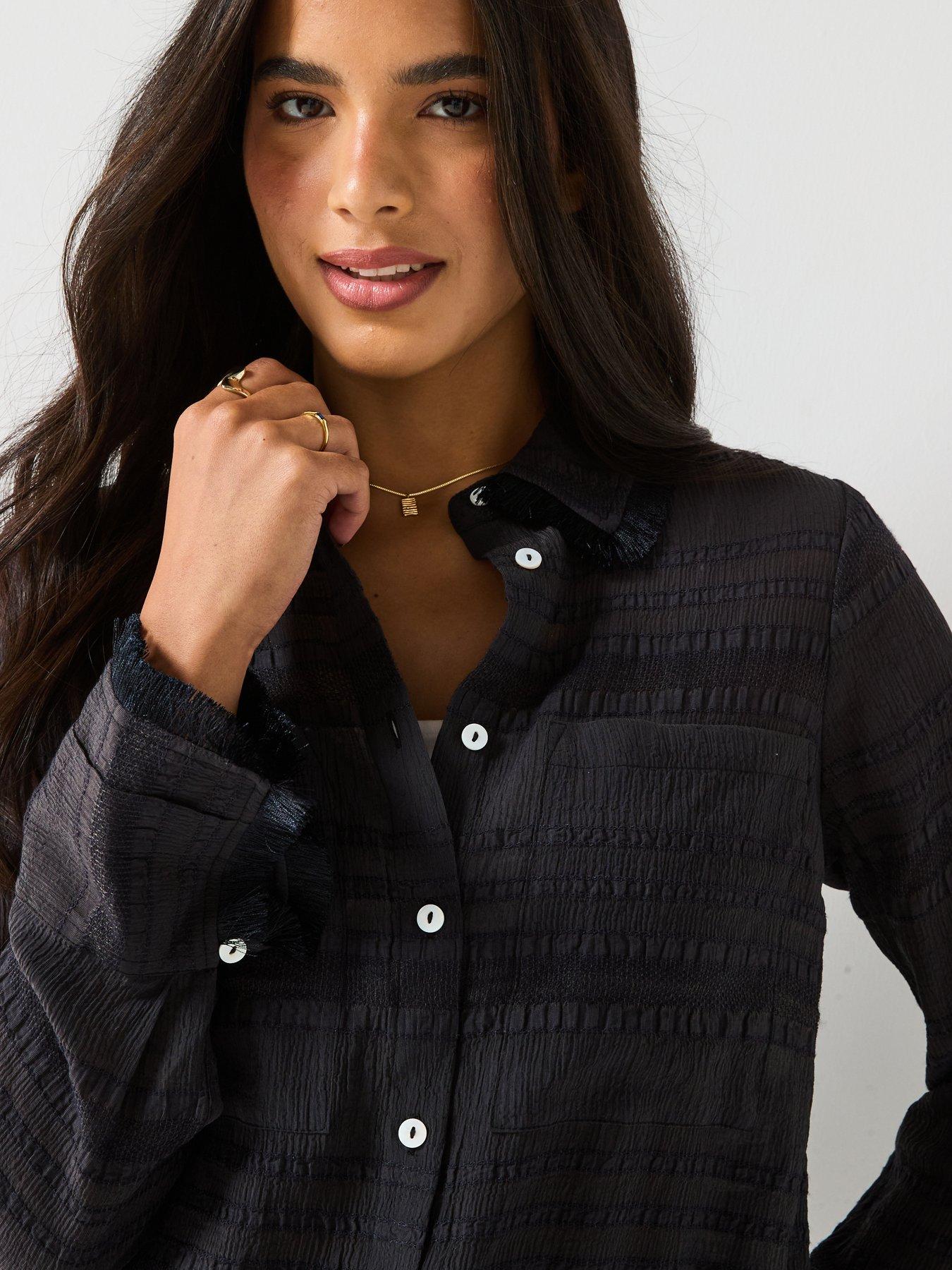 v-by-very-fringe-collar-blouse-blackoutfit
