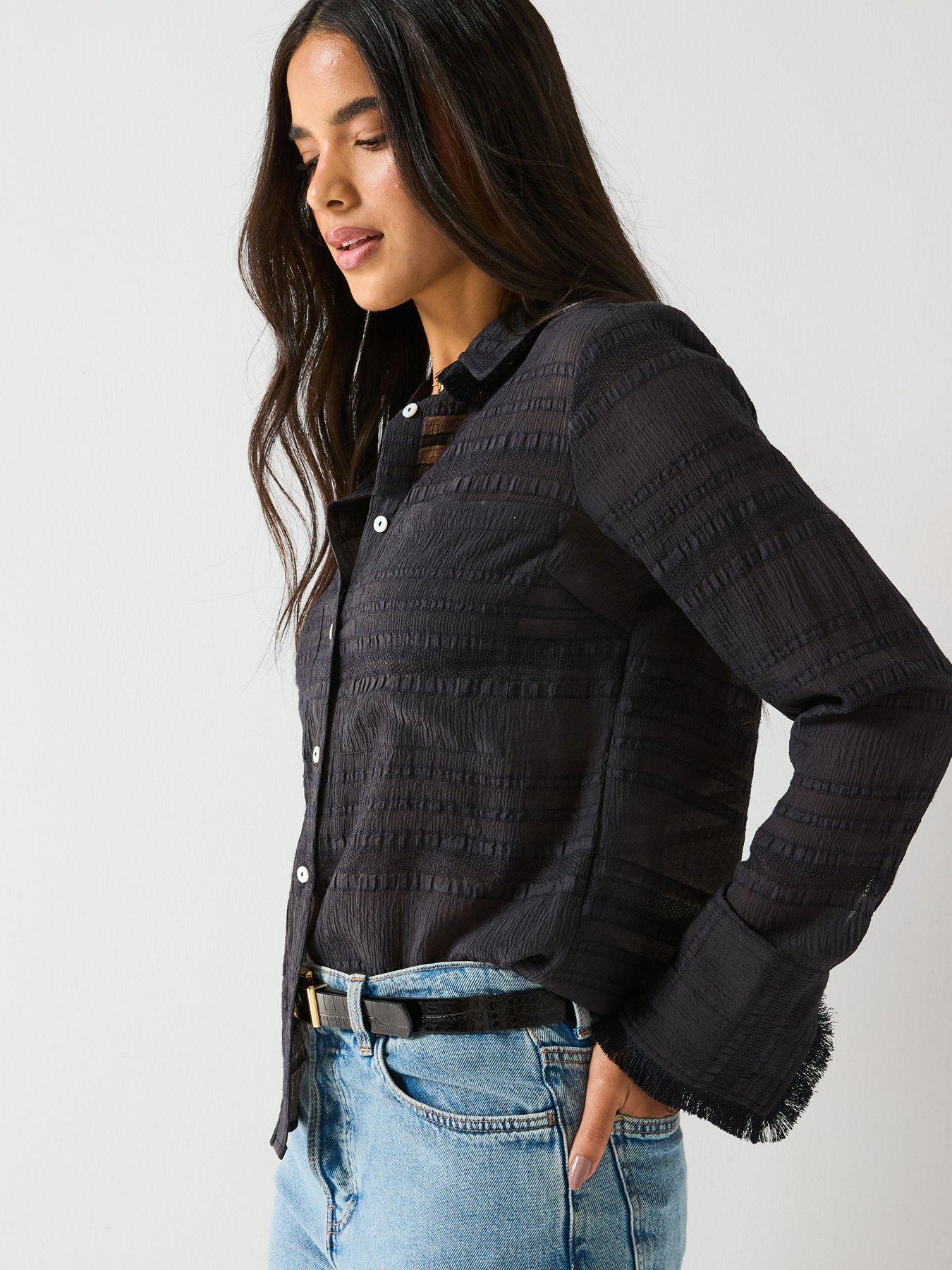 v-by-very-fringe-collar-blouse-blackdetail