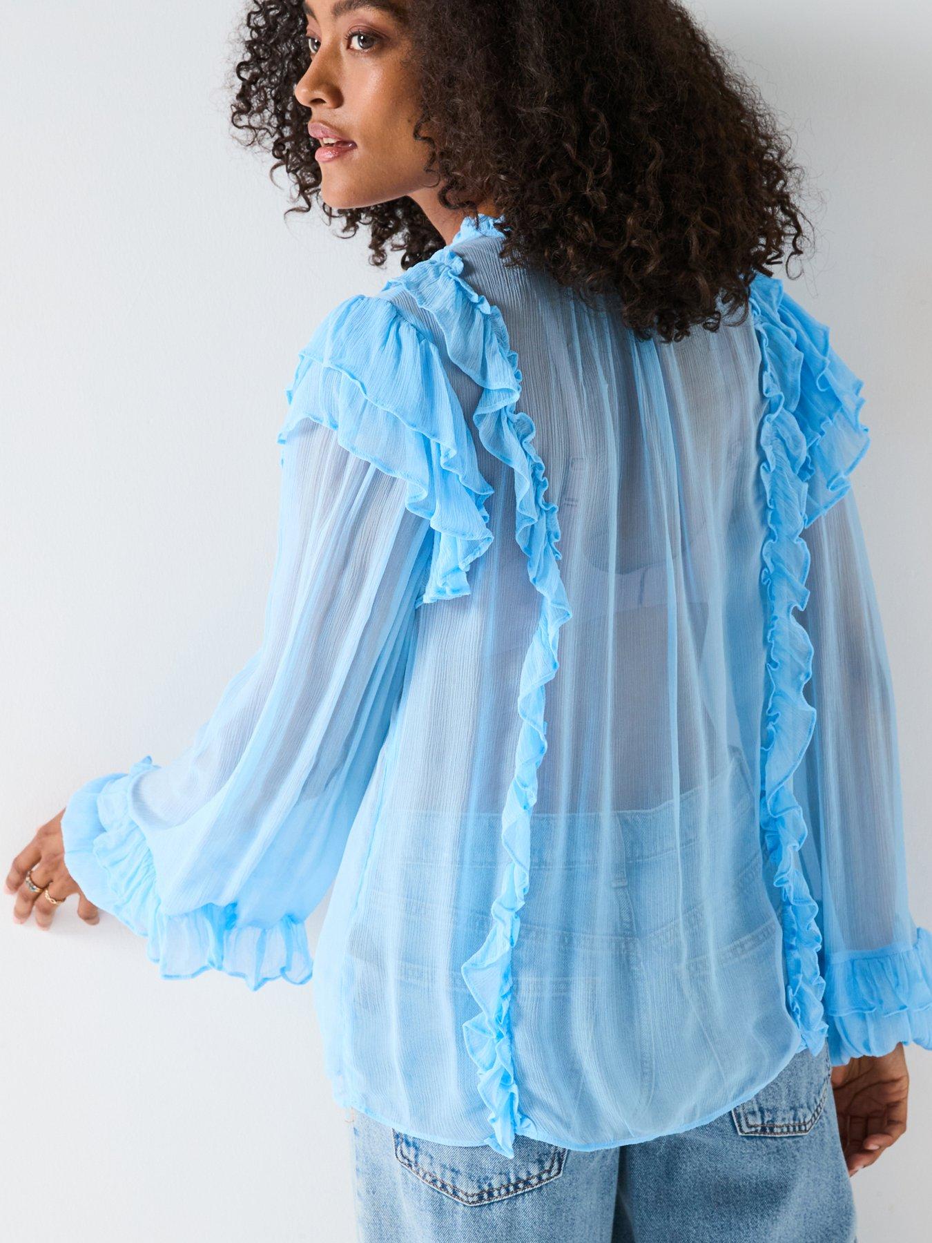 v-by-very-seersucker-ruffle-blouse-bluestillFront