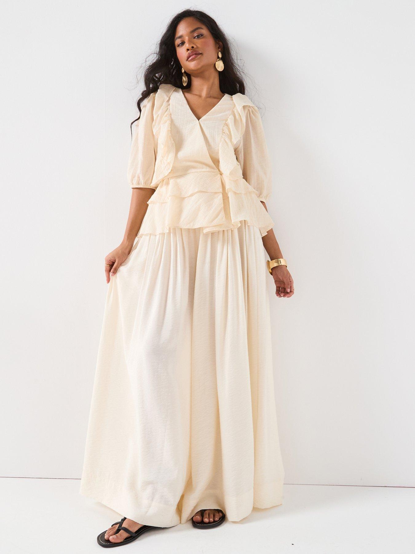 v-by-very-wrap-frill-blouse-creamfront