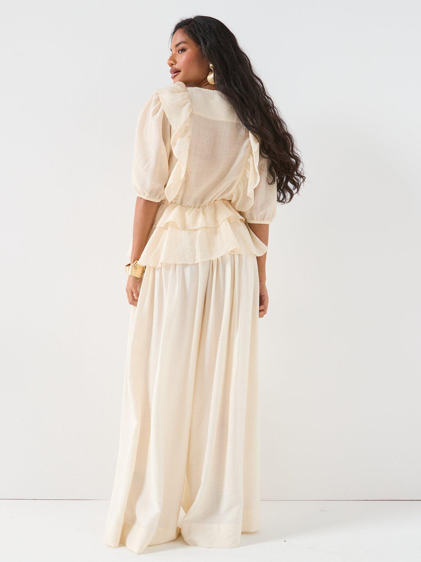 v-by-very-wrap-frill-blouse-creamstillFront