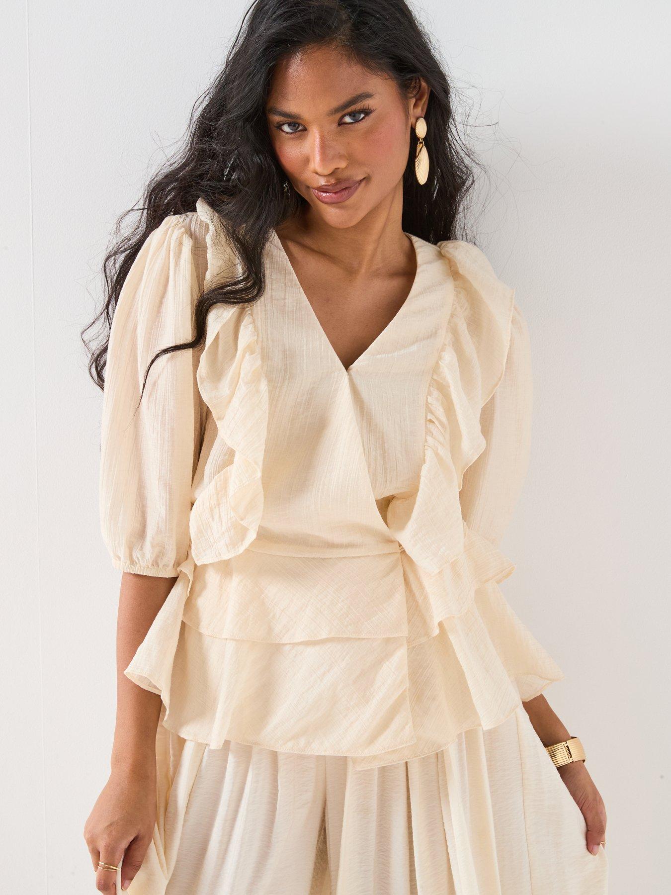 v-by-very-wrap-frill-blouse-creamdetail