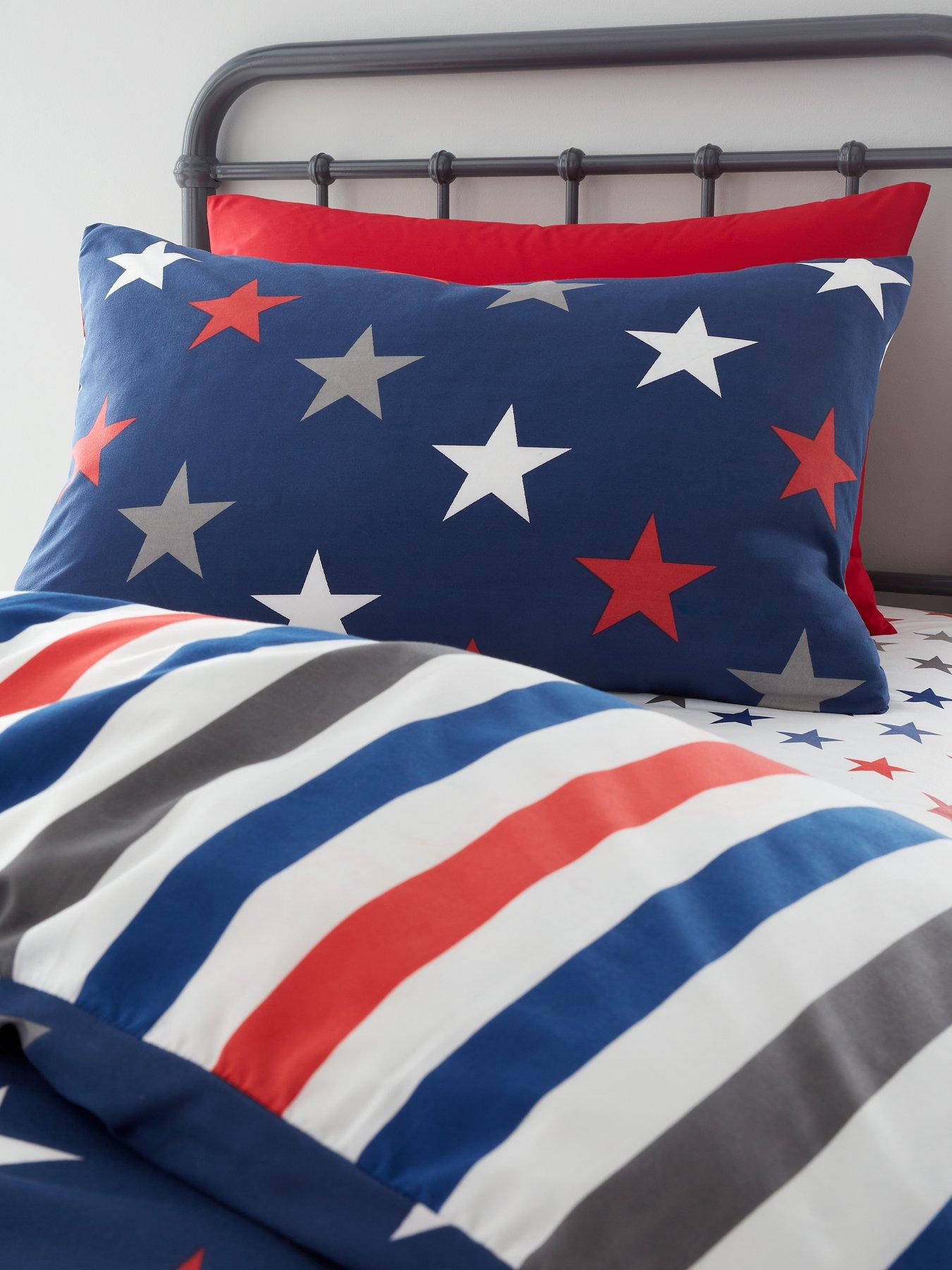 Image 4 of 7 of Catherine Lansfield Stripes and Stars Duvet Cover Set Twin Pack